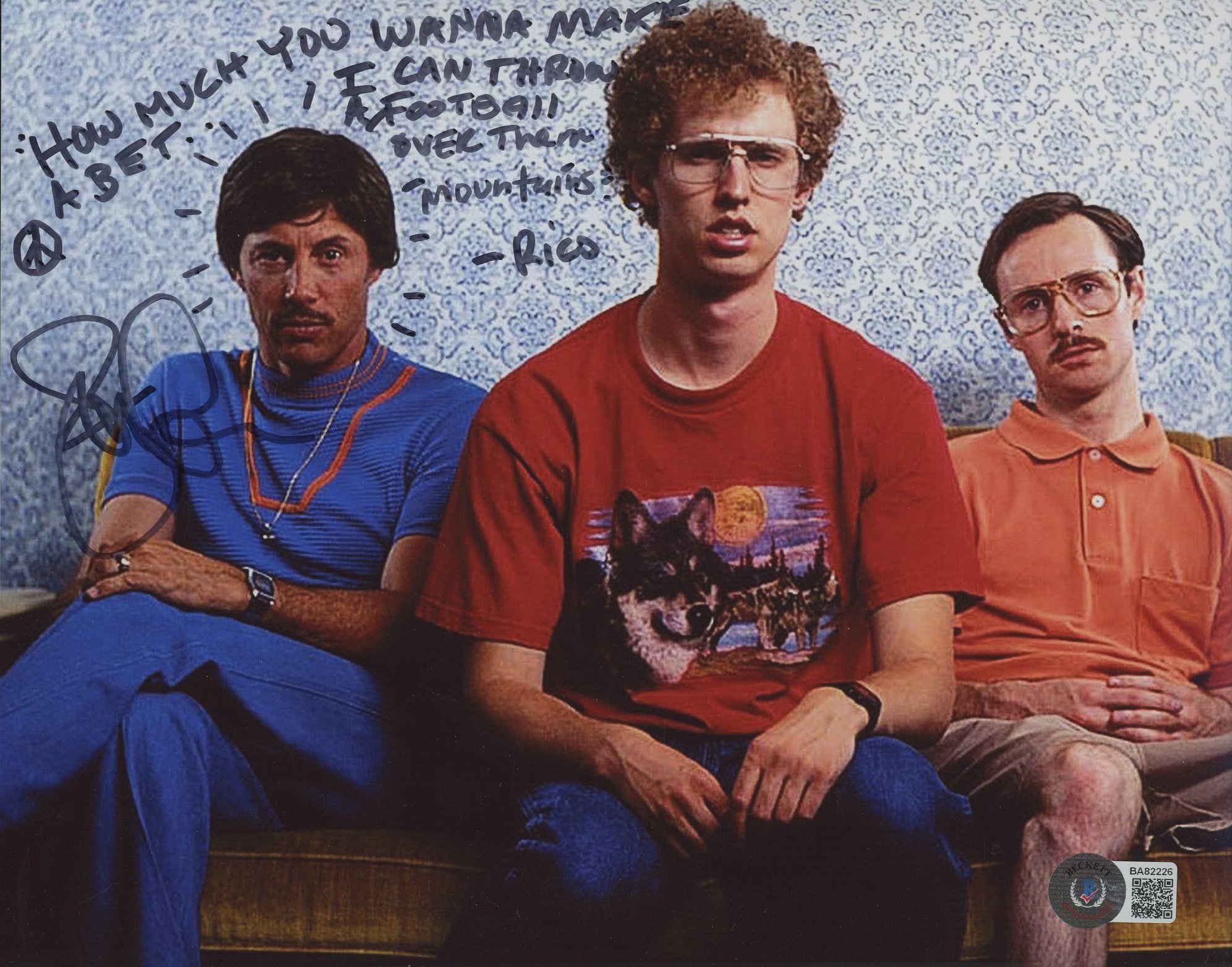 Jon Gries Signed "Napoleon Dynamite" 8x10 Photo Inscribed "How Much You Wanna Make a Bet I Could Throw a Football Over Them Mountains - Rico" (Beckett COA) at PristineAuction.com Jon Gries Signed "Napoleon Dynamite" 8x10 Photo Inscribed "How Much You Wanna Make a Bet I Could Throw a Football Over Them Mountains - Rico" (Beckett COA) at PristineAuction.com