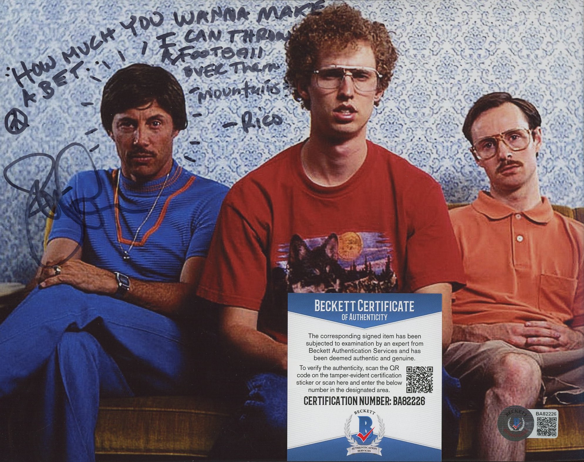 Jon Gries Signed "Napoleon Dynamite" 8x10 Photo Inscribed "How Much You Wanna Make a Bet I Could Throw a Football Over Them Mountains - Rico" (Beckett COA) at PristineAuction.com Jon Gries Signed "Napoleon Dynamite" 8x10 Photo Inscribed "How Much You Wanna Make a Bet I Could Throw a Football Over Them Mountains - Rico" (Beckett COA) at PristineAuction.com