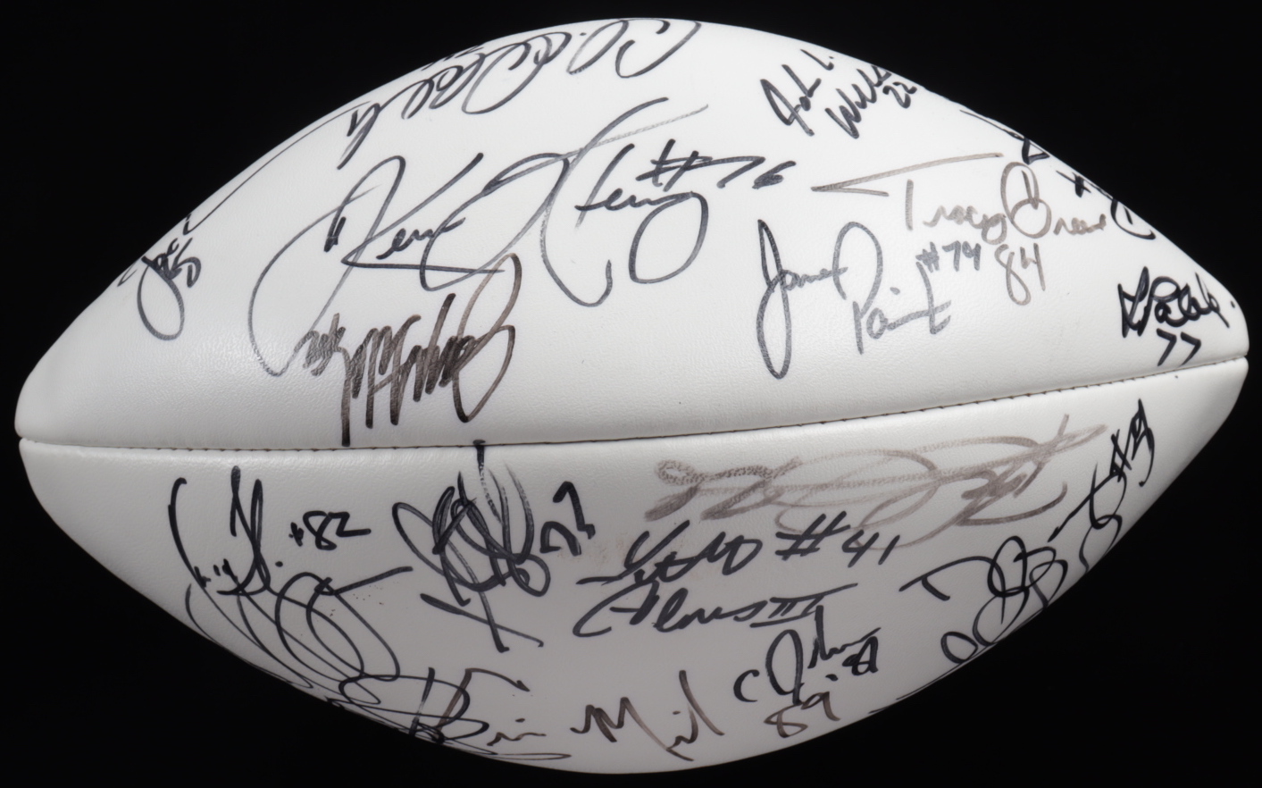 Wilson NFL Football Signed by (25) With Rod Woodson, Kordell Stewart, Yancey Thigpen, Brenden Stai (JSA ALOA) at PristineAuction.com Wilson NFL Football Signed by (25) With Rod Woodson, Kordell Stewart, Yancey Thigpen, Brenden Stai (JSA ALOA) at PristineAuction.com