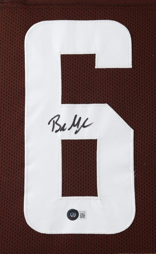 Baker Mayfield Signed 35x43 Custom Framed Jersey (Beckett Hologram) at PristineAuction.com Baker Mayfield Signed 35x43 Custom Framed Jersey (Beckett Hologram) at PristineAuction.com