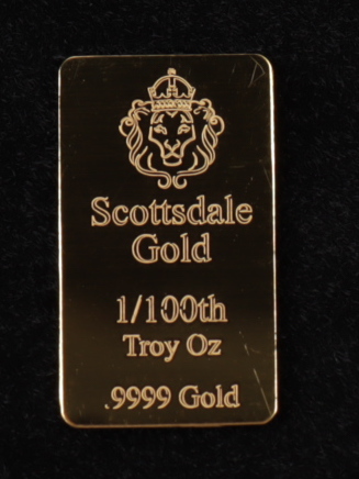1/100 oz Scottsdale Mint Gold Bullion Bar at PristineAuction.com 1/100 oz Scottsdale Mint Gold Bullion Bar at PristineAuction.com