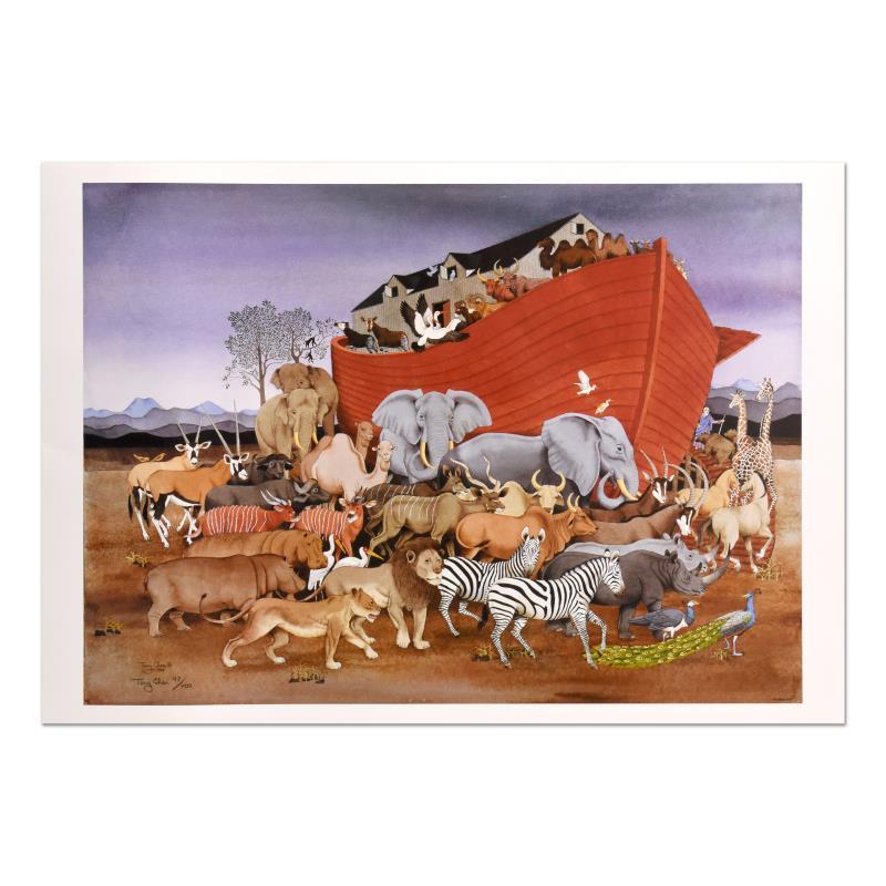 "Noah and the Animals" LE 34x24 Lithograph on Paper by Tony Chen (Artova) at PristineAuction.com "Noah and the Animals" LE 34x24 Lithograph on Paper by Tony Chen (Artova) at PristineAuction.com
