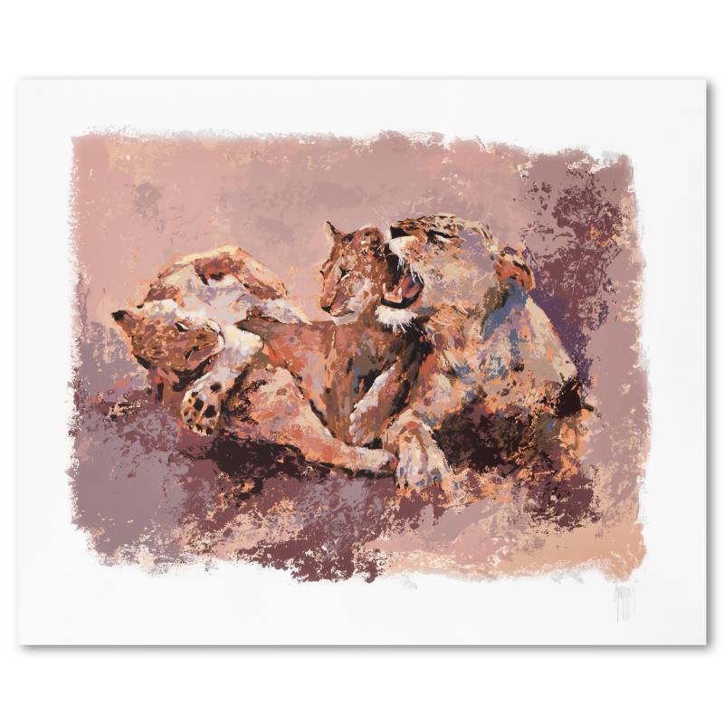 "Lioness & Her Cubs" Numbered LE 40x33 Serigraph by Mark King (PA) at PristineAuction.com "Lioness & Her Cubs" Numbered LE 40x33 Serigraph by Mark King (PA) at PristineAuction.com