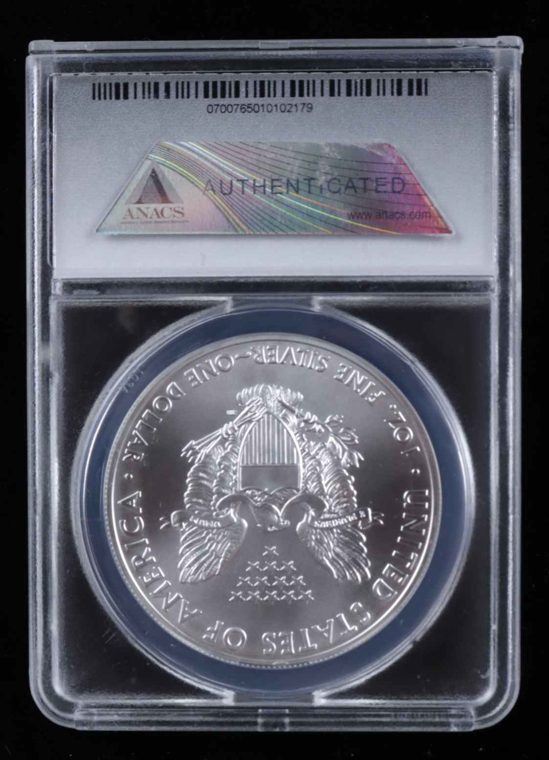 2013 American Silver Eagle $1 One Dollar Coin - First Day of Issue, Black Eagle Label (ANACS MS70) at PristineAuction.com 2013 American Silver Eagle $1 One Dollar Coin - First Day of Issue, Black Eagle Label (ANACS MS70) at PristineAuction.com