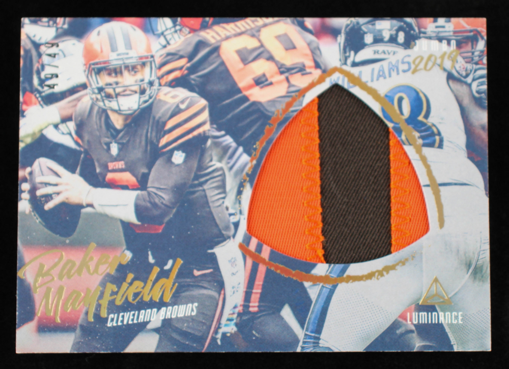 Baker Mayfield 2019 Panini Luminance Jumbo Jerseys Prime Gold #6 #49 / 49