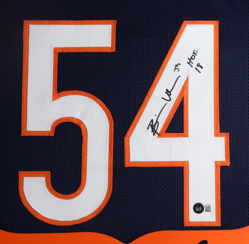 Brian Urlacher Signed 35x43 Custom Framed Jersey Inscribed "HOF 18