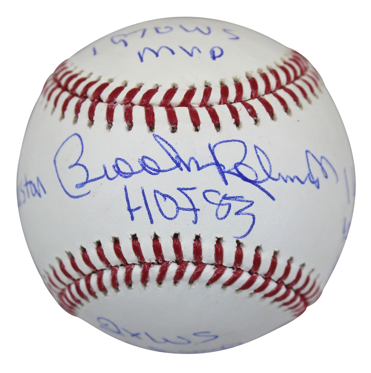 Brooks Robinson Signed OML Baseball With (5) Career Stat Inscriptions (Beckett) at PristineAuction.com Brooks Robinson Signed OML Baseball With (5) Career Stat Inscriptions (Beckett) at PristineAuction.com
