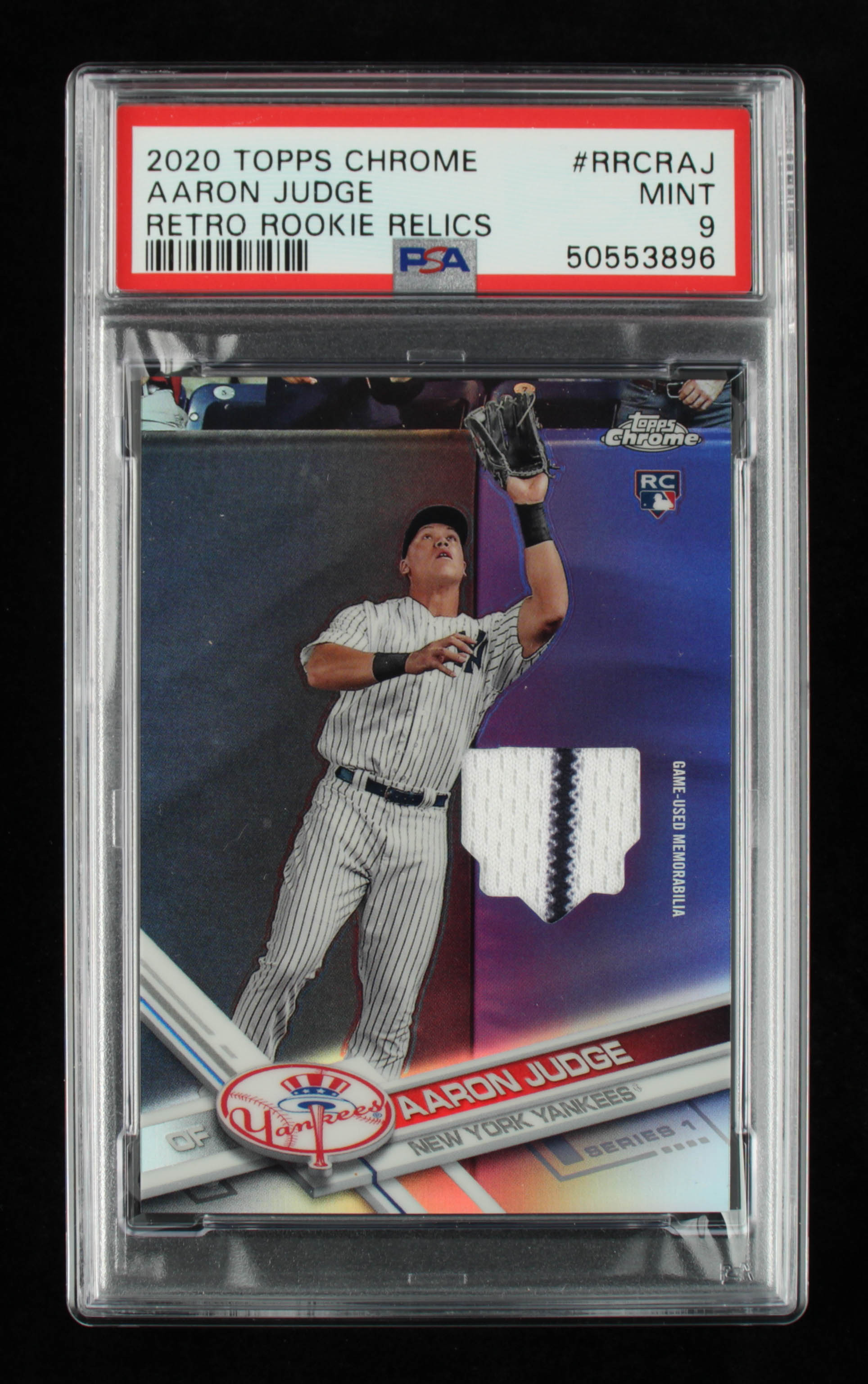 Aaron Judge 2020 Topps Chrome Retro Rookie Chrome Relics #RRCRAJ RC (PSA 9) at PristineAuction.com Aaron Judge 2020 Topps Chrome Retro Rookie Chrome Relics #RRCRAJ RC (PSA 9) at PristineAuction.com