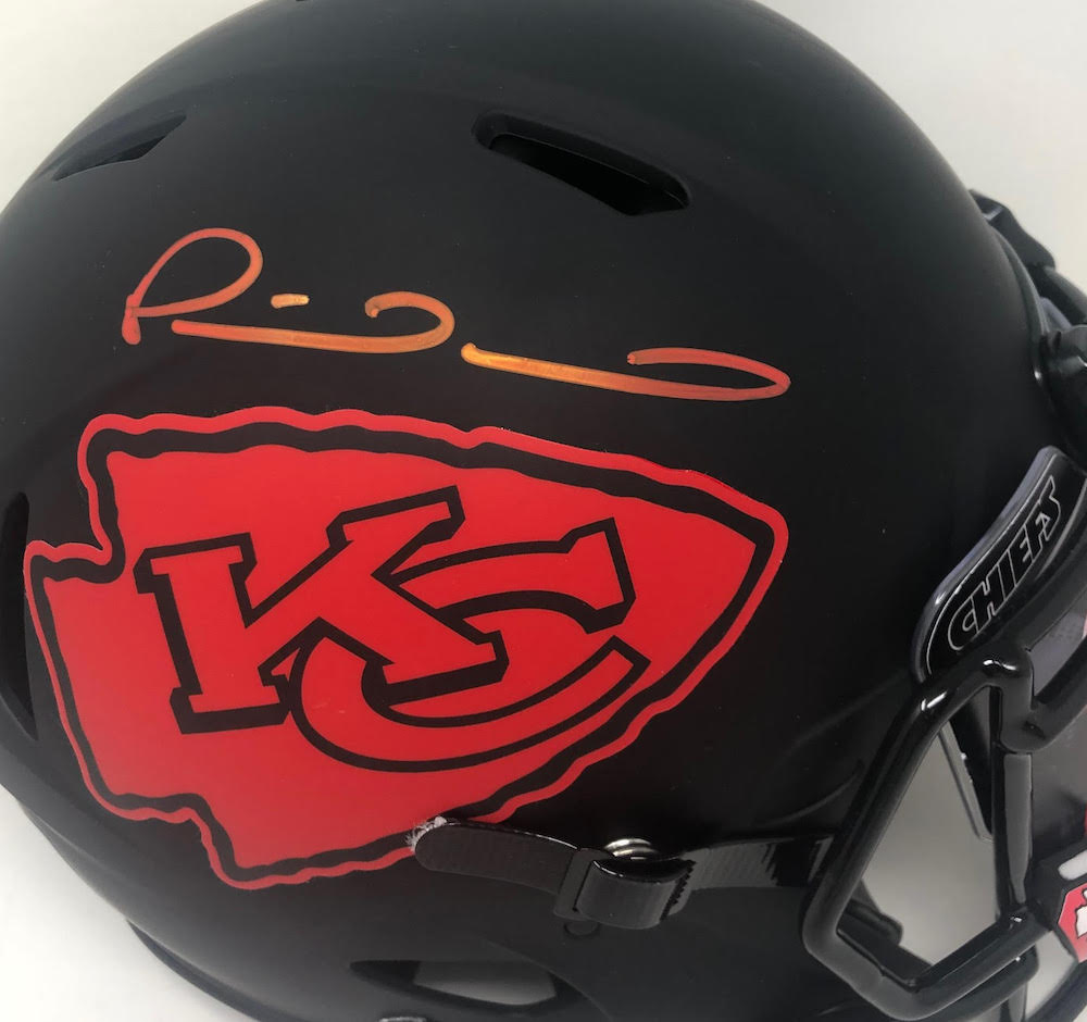 Patrick Mahomes Signed Chiefs Full-Size Authentic On-Field Eclipse Alternate Speed Helmet with Custom Visor (Fanatics Hologram) at PristineAuction.com Patrick Mahomes Signed Chiefs Full-Size Authentic On-Field Eclipse Alternate Speed Helmet with Custom Visor (Fanatics Hologram) at PristineAuction.com