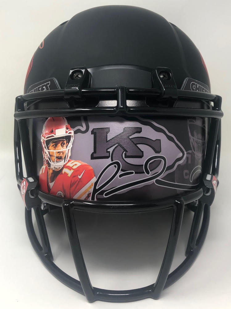 Patrick Mahomes Signed Chiefs Full-Size Authentic On-Field Eclipse Alternate Speed Helmet with Custom Visor (Fanatics Hologram) at PristineAuction.com Patrick Mahomes Signed Chiefs Full-Size Authentic On-Field Eclipse Alternate Speed Helmet with Custom Visor (Fanatics Hologram) at PristineAuction.com