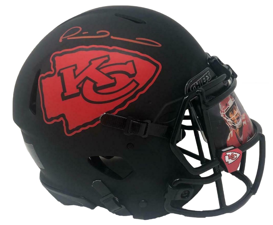 Patrick Mahomes Signed Chiefs Full-Size Authentic On-Field Eclipse Alternate Speed Helmet with Custom Visor (Fanatics Hologram) at PristineAuction.com Patrick Mahomes Signed Chiefs Full-Size Authentic On-Field Eclipse Alternate Speed Helmet with Custom Visor (Fanatics Hologram) at PristineAuction.com