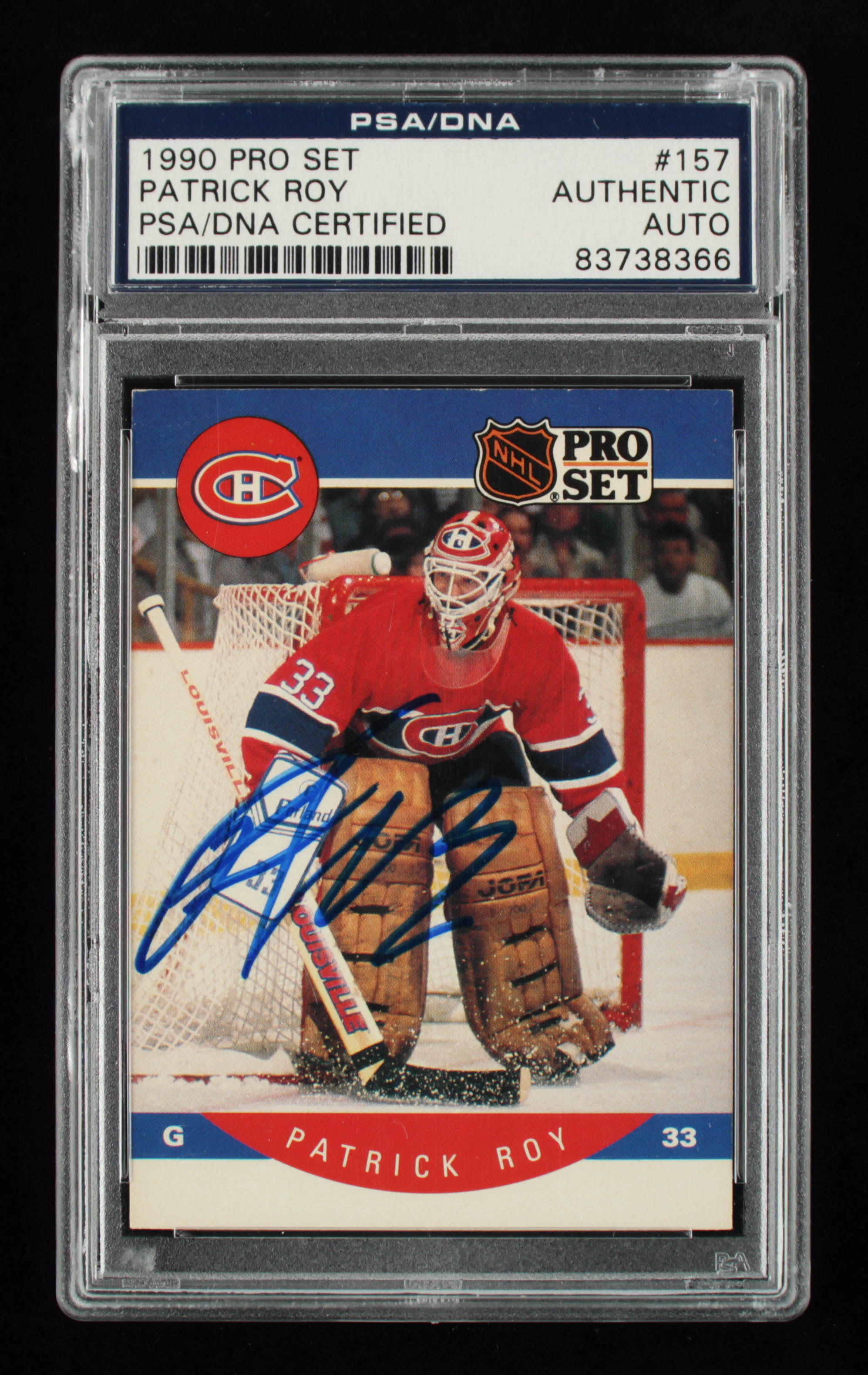 Patrick Roy Signed 1990-91 Pro Set #157 (PSA Encapsulated) at PristineAuction.com Patrick Roy Signed 1990-91 Pro Set #157 (PSA Encapsulated) at PristineAuction.com