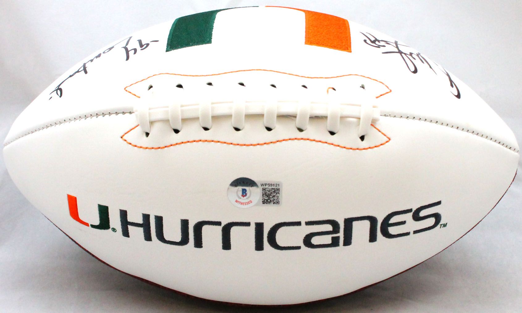 Warren Sapp Signed Miami Hurricanes Logo Football Inscribed "94 Lombardi" (Beckett) at PristineAuction.com Warren Sapp Signed Miami Hurricanes Logo Football Inscribed "94 Lombardi" (Beckett) at PristineAuction.com