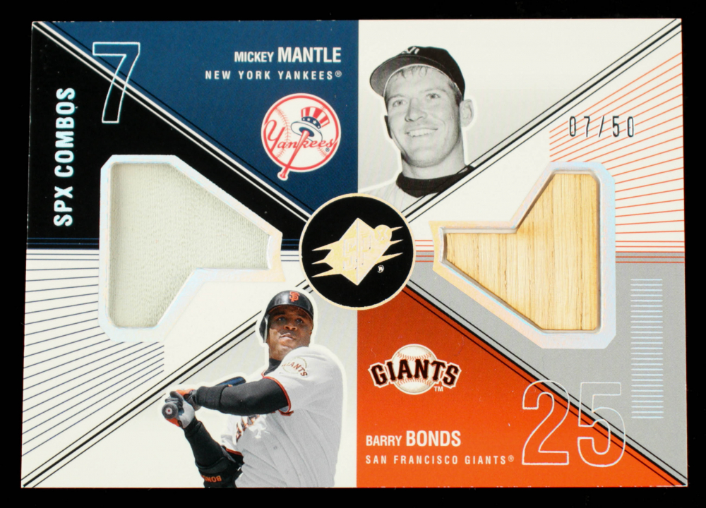 Mickey Mantle / Barry Bonds 2003 SPx Game Used Combos #MB Mantle Bat / Bonds Base #7/50