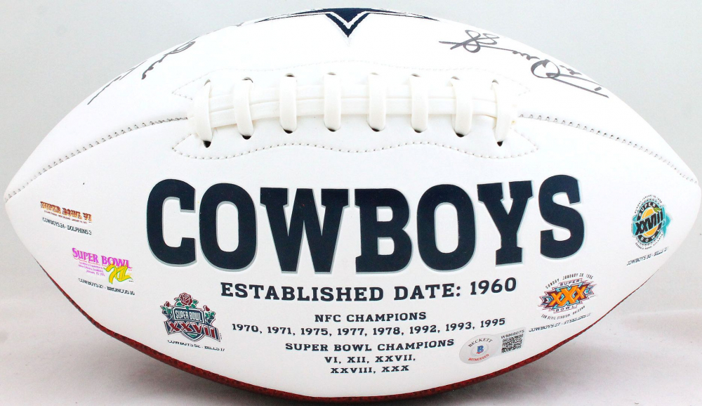 Drew Pearson & Tony Hill Signed Cowboys Logo Football Inscribed "HOF 21