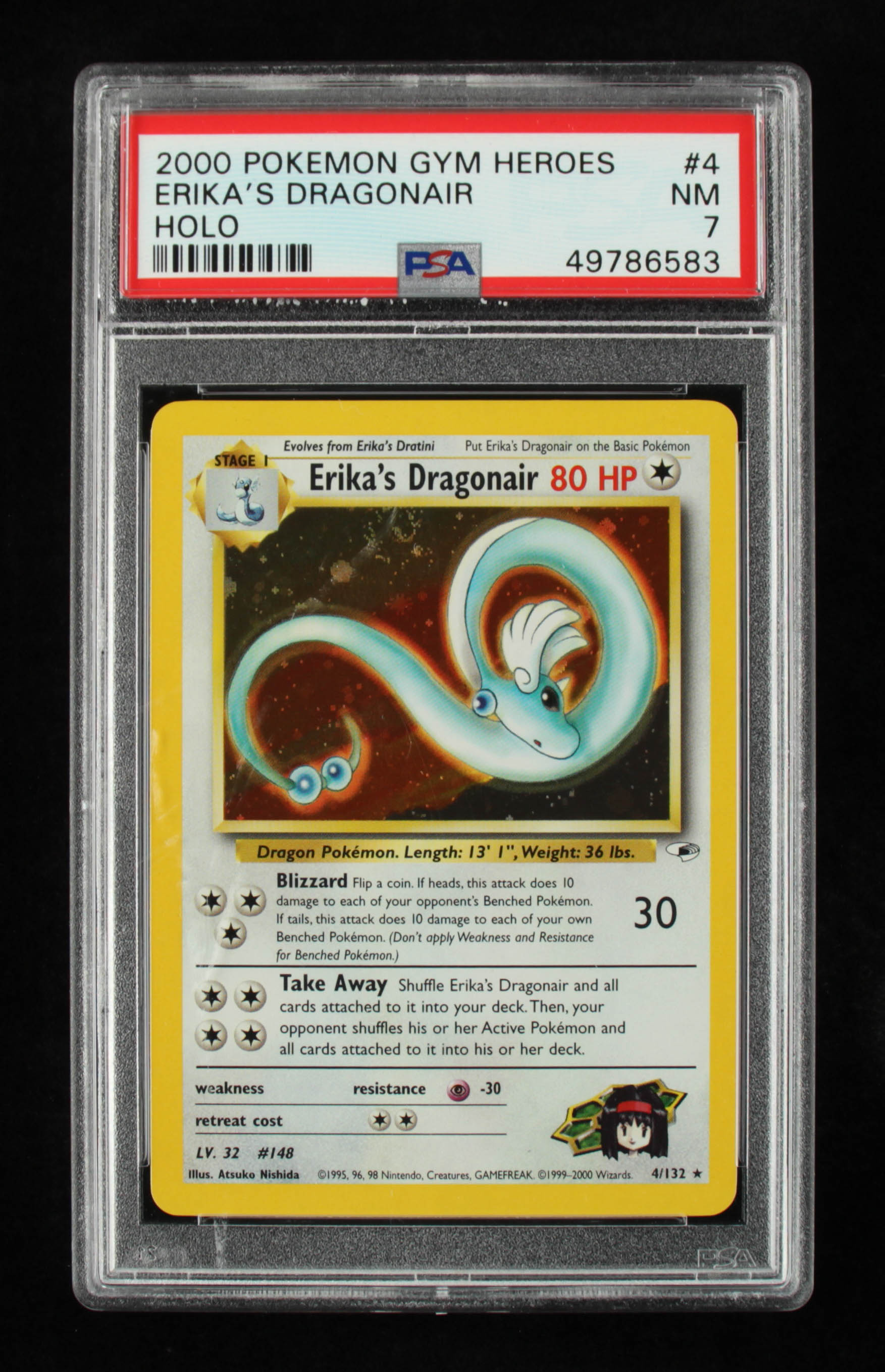 Erika's Dragonair 2000 Pokemon Gym Heroes Unlimited #4 HOLO R (PSA 7) at PristineAuction.com Erika's Dragonair 2000 Pokemon Gym Heroes Unlimited #4 HOLO R (PSA 7) at PristineAuction.com