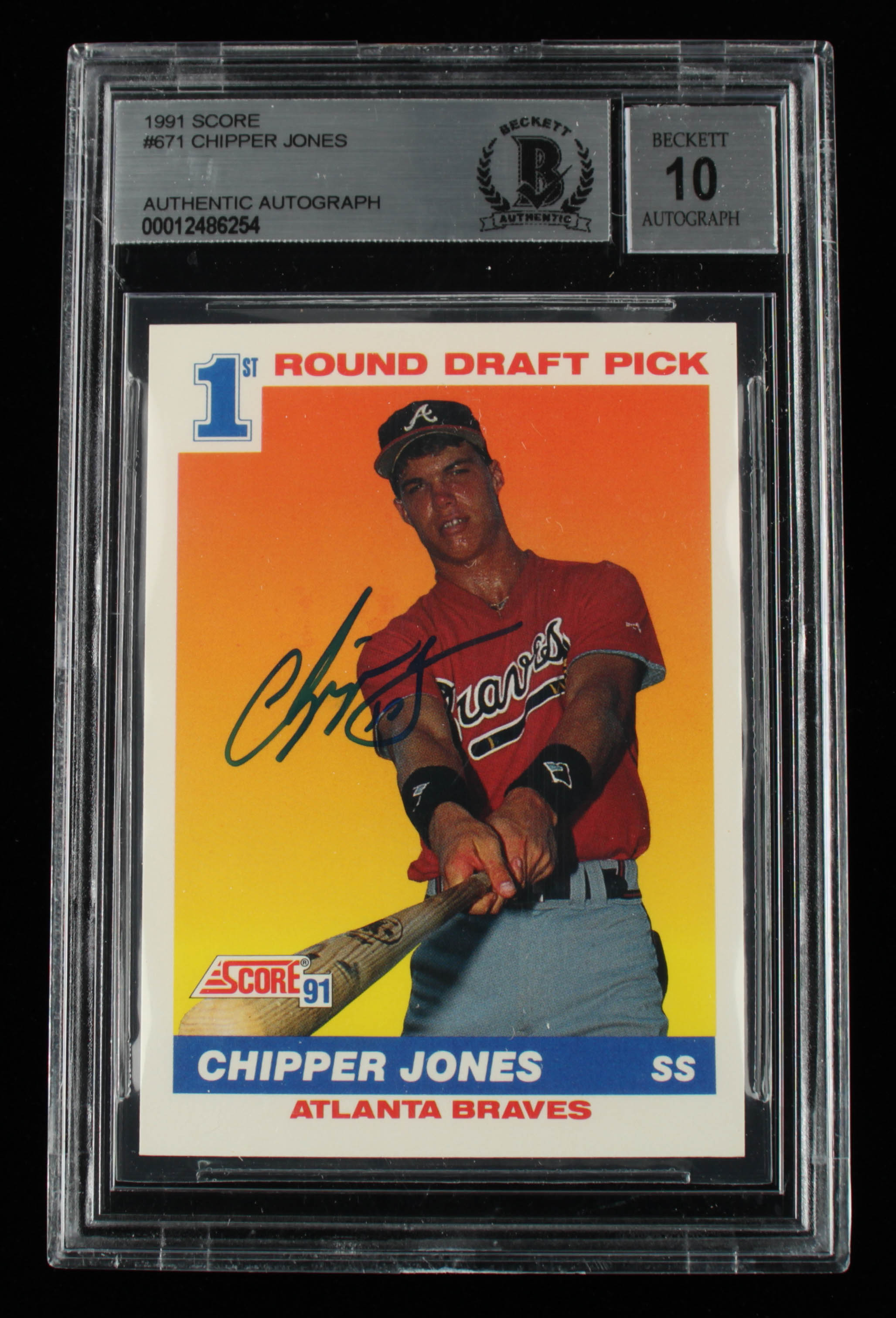 Chipper Jones Signed 1991 Score #671 RC (PSA Encapsulated) at PristineAuction.com Chipper Jones Signed 1991 Score #671 RC (PSA Encapsulated) at PristineAuction.com