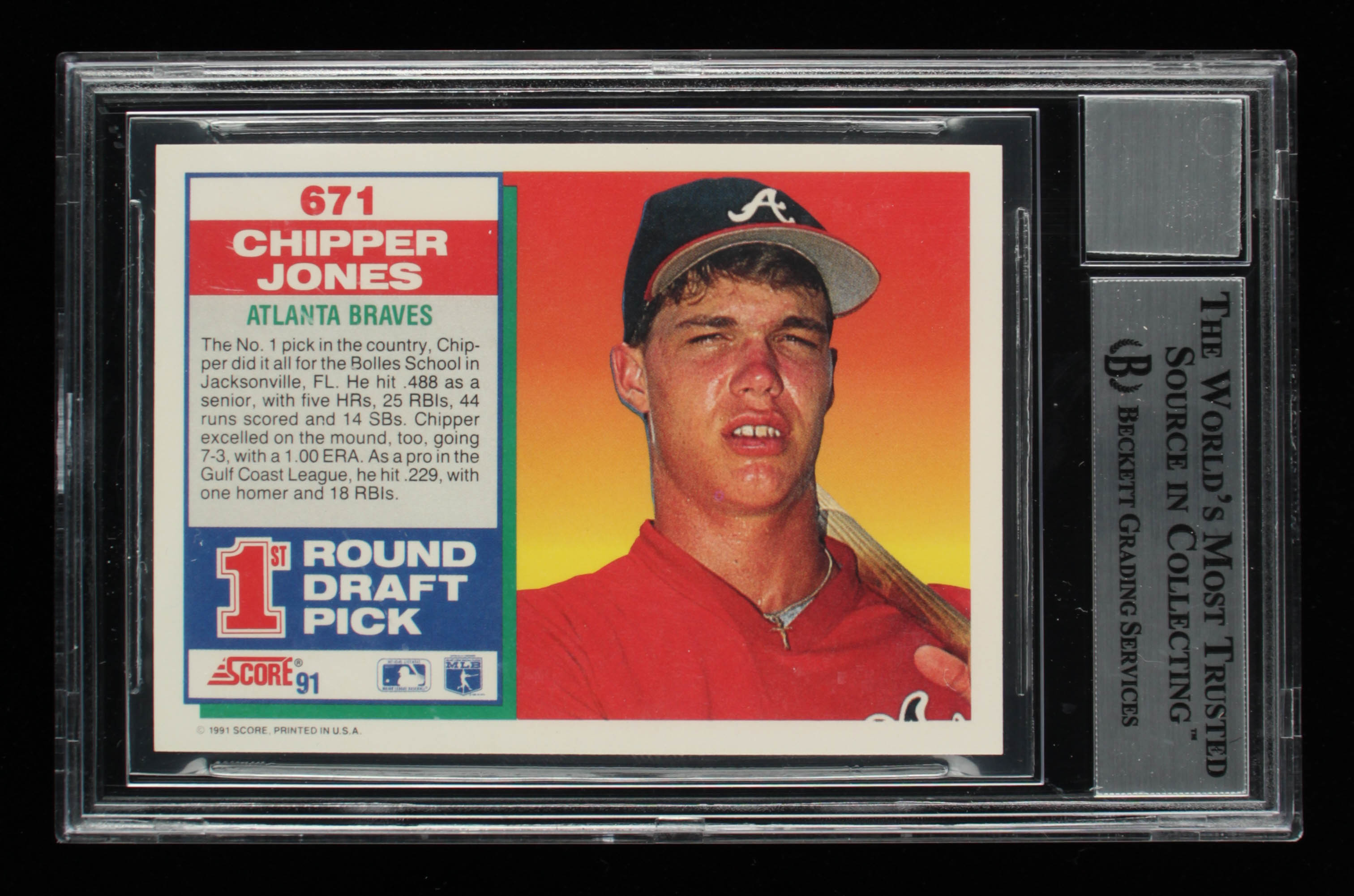 Chipper Jones Signed 1991 Score #671 RC (PSA Encapsulated) at PristineAuction.com Chipper Jones Signed 1991 Score #671 RC (PSA Encapsulated) at PristineAuction.com