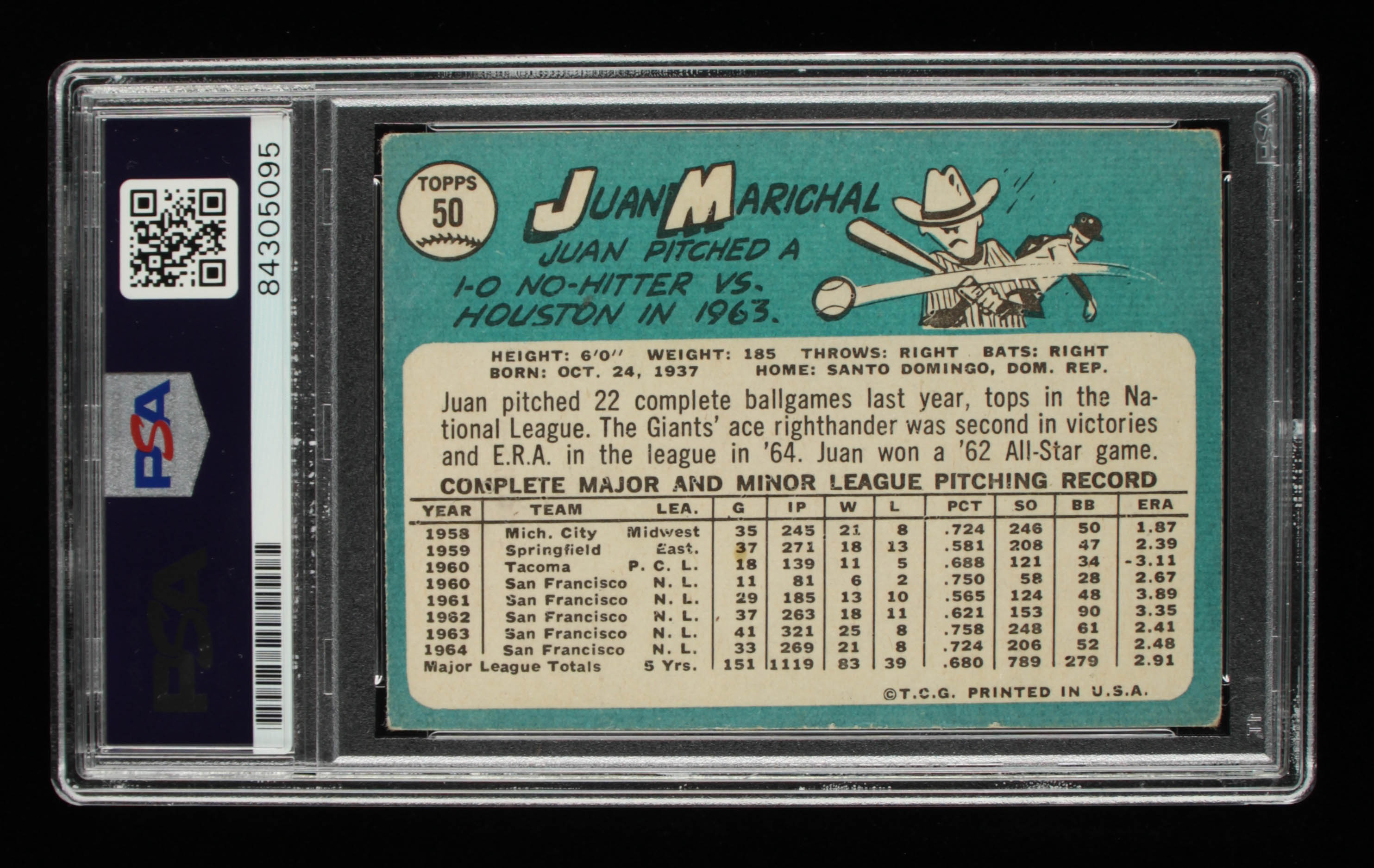 Juan Marichal Signed 1965 Topps #50 (PSA Encapsulated) at PristineAuction.com Juan Marichal Signed 1965 Topps #50 (PSA Encapsulated) at PristineAuction.com