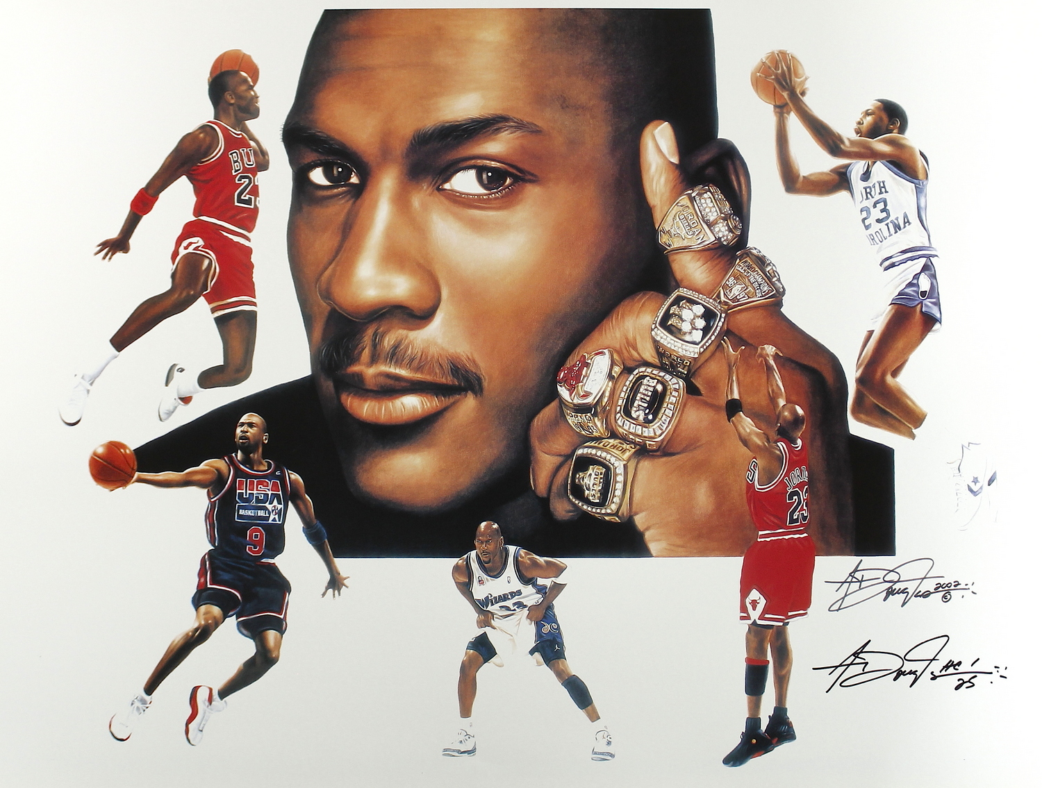 Michael Jordan Limited Edition 18X24 Custom Framed Lithograph Signed by Original Artist Anthony Douglas (PA LOA) at PristineAuction.com Michael Jordan Limited Edition 18X24 Custom Framed Lithograph Signed by Original Artist Anthony Douglas (PA LOA) at PristineAuction.com