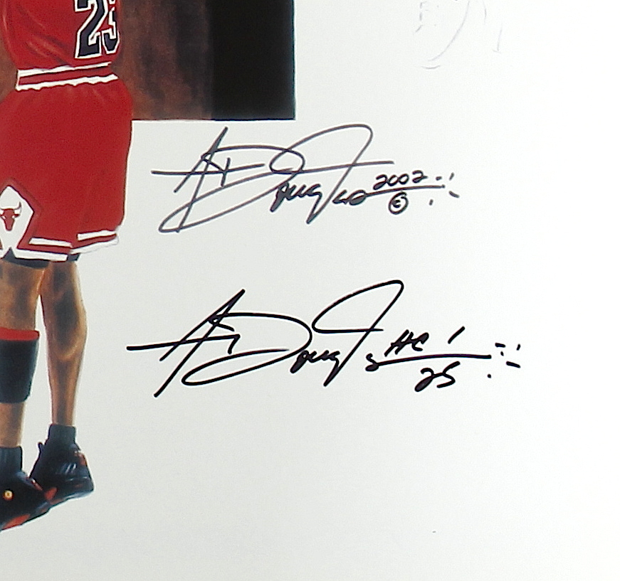 Michael Jordan Limited Edition 18X24 Custom Framed Lithograph Signed by Original Artist Anthony Douglas (PA LOA) at PristineAuction.com Michael Jordan Limited Edition 18X24 Custom Framed Lithograph Signed by Original Artist Anthony Douglas (PA LOA) at PristineAuction.com