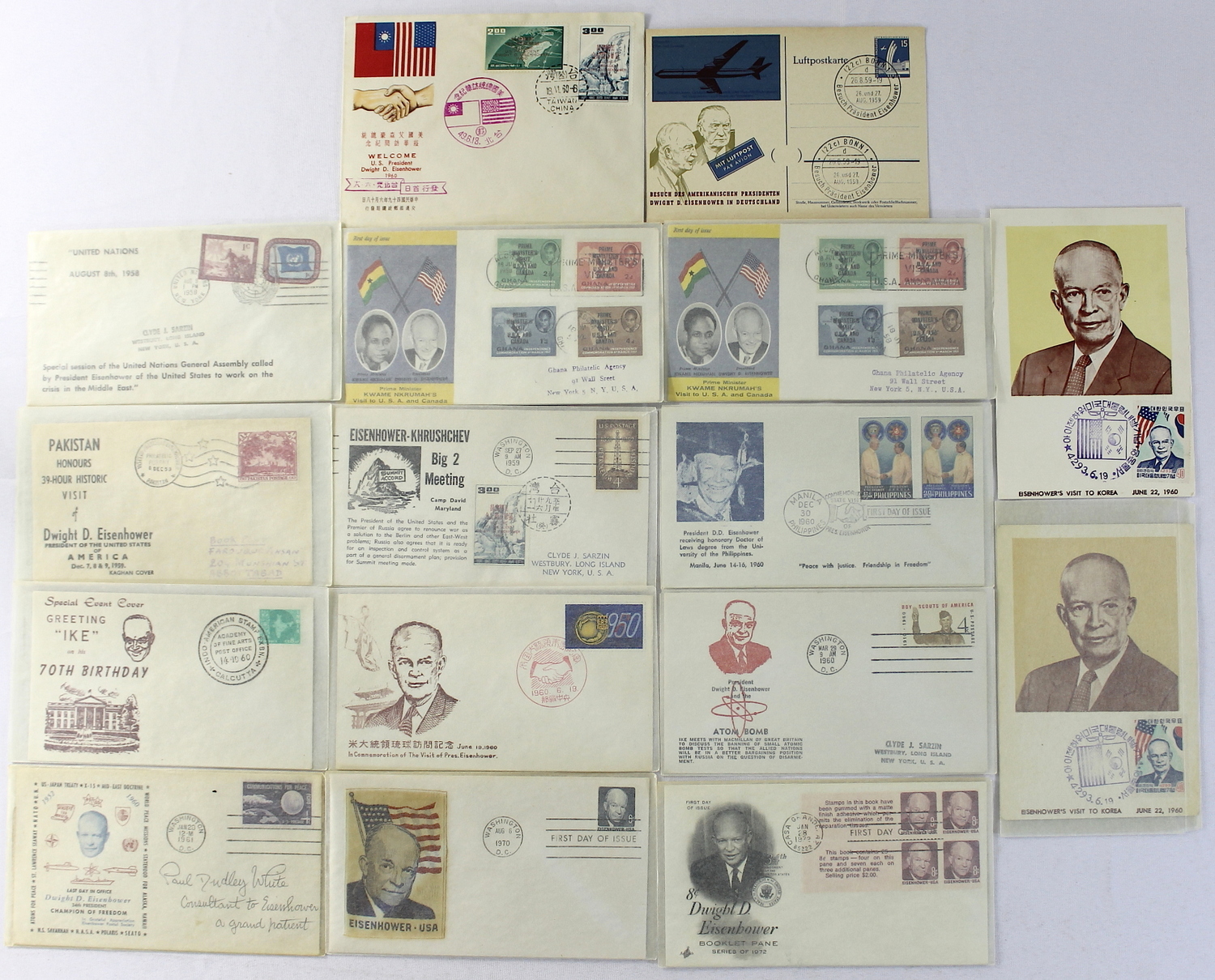 Lot of (16) Vintage Dwight D. Eisenhower First Day Covers & Postcards at PristineAuction.com Lot of (16) Vintage Dwight D. Eisenhower First Day Covers & Postcards at PristineAuction.com