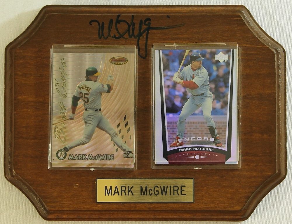 Mark McGwire Signed 7x9 Baseball Card Plaque (JSA COA) Pristine Auction