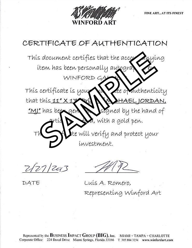 Michael Jordan Bulls "Above the Rim" Limited Edition 11x17 Lithograph by Winford Galmon #56/99 (Winford COA) at PristineAuction.com Michael Jordan Bulls "Above the Rim" Limited Edition 11x17 Lithograph by Winford Galmon #56/99 (Winford COA) at PristineAuction.com