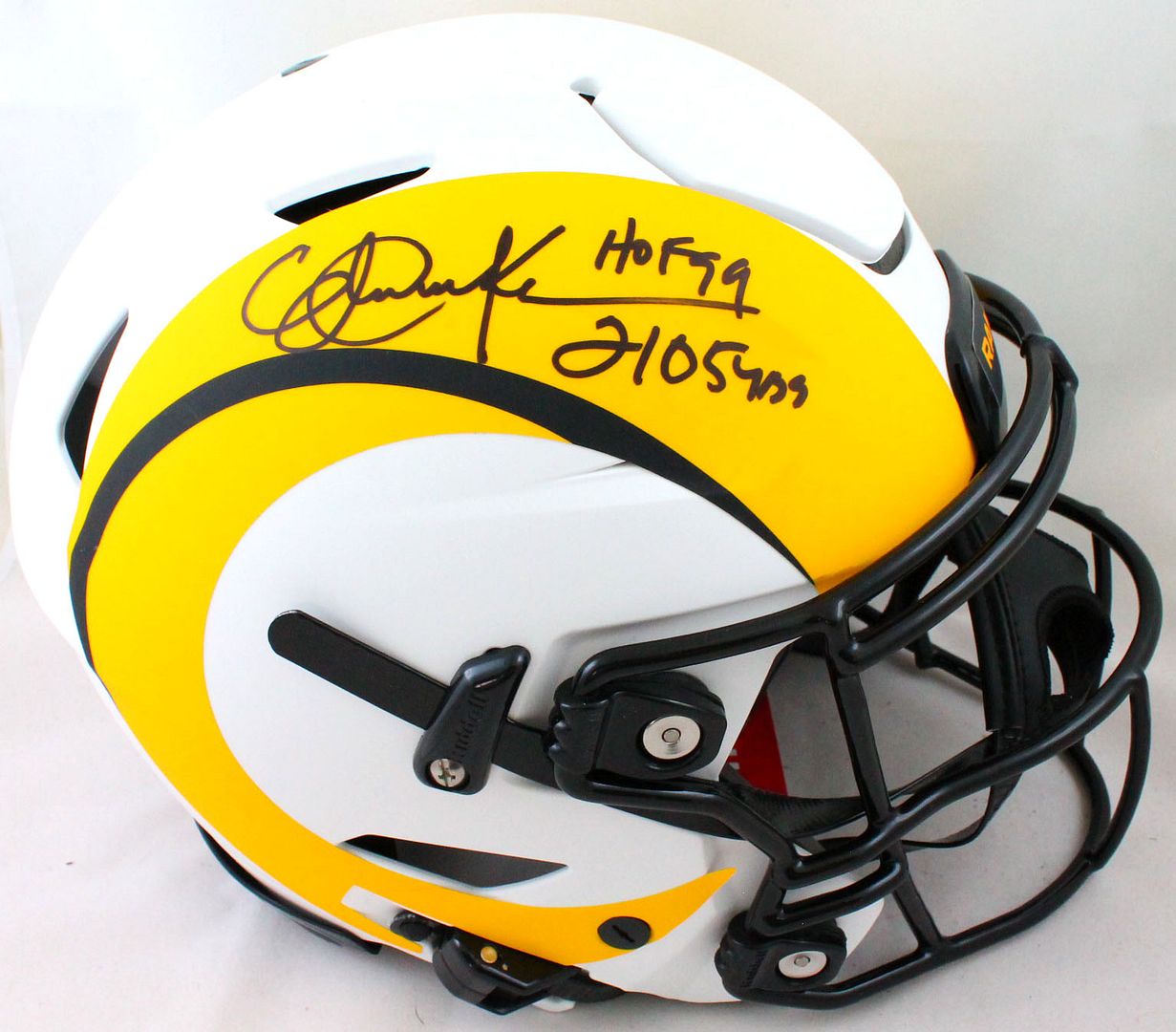 Eric Dickerson Signed Rams Full-Size Authentic On-Field Lunar Eclipse Alternate SpeedFlex Helmet Inscribed "HOF 99" & "2105 YDS" (Beckett Hologram) at PristineAuction.com Eric Dickerson Signed Rams Full-Size Authentic On-Field Lunar Eclipse Alternate SpeedFlex Helmet Inscribed "HOF 99" & "2105 YDS" (Beckett Hologram) at PristineAuction.com