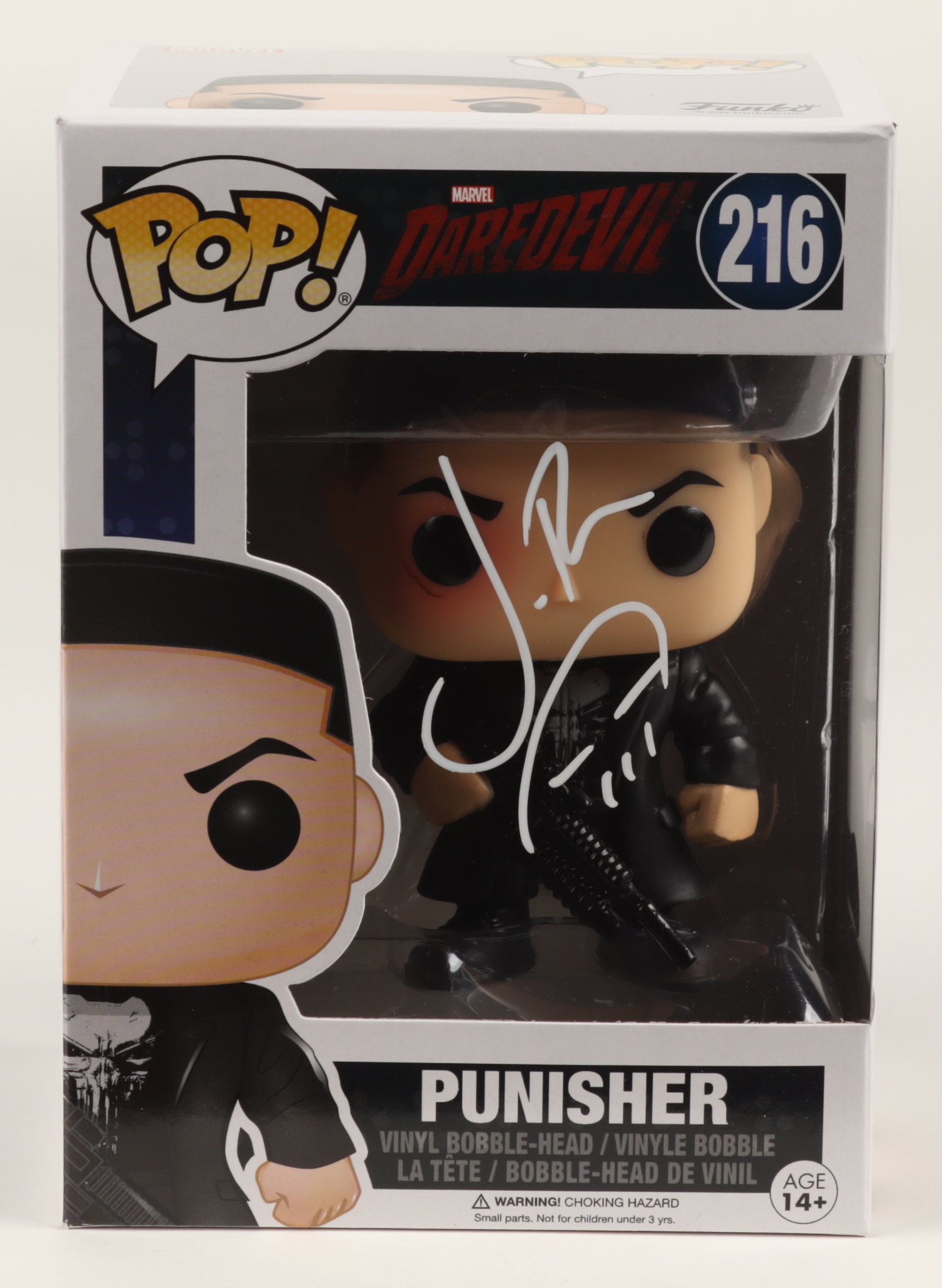 Jon Bernthal Signed "Daredevil" Punisher #216 Funko Pop! Vinyl Figure With Hand-Drawn Skull Sketch (Beckett Hologram) at PristineAuction.com Jon Bernthal Signed "Daredevil" Punisher #216 Funko Pop! Vinyl Figure With Hand-Drawn Skull Sketch (Beckett Hologram) at PristineAuction.com