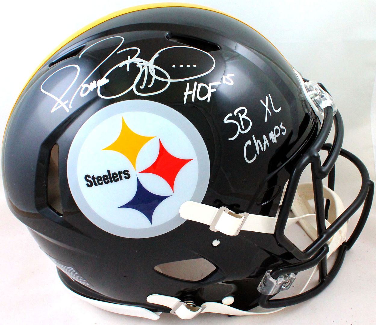Jerome Bettis Signed Steelers Full-Size Authentic On-Field Speed Helmet Inscribed "HOF 15" & "SB XL Champs" (Beckett) at PristineAuction.com Jerome Bettis Signed Steelers Full-Size Authentic On-Field Speed Helmet Inscribed "HOF 15" & "SB XL Champs" (Beckett) at PristineAuction.com