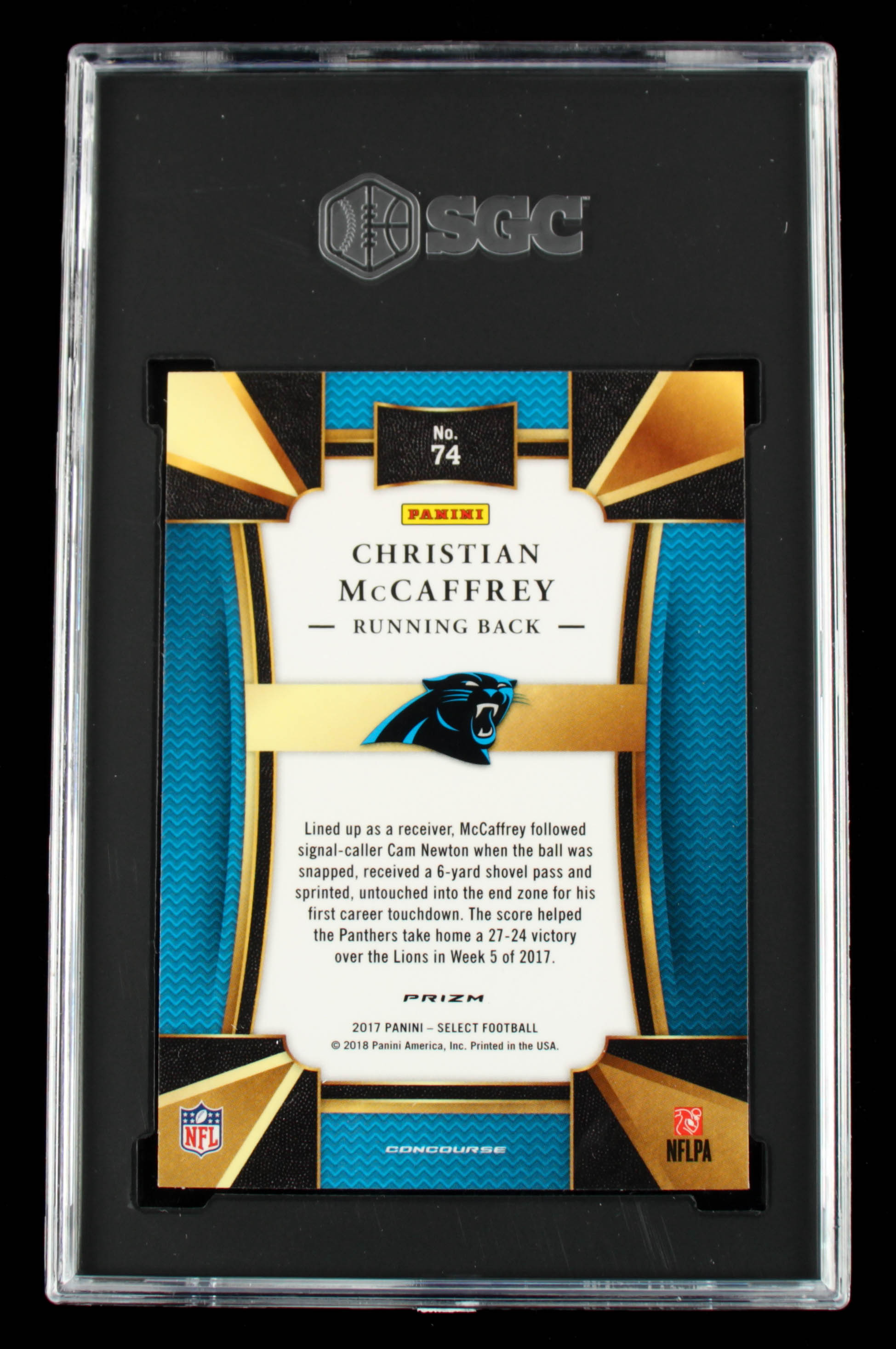 Christian McCaffrey 2017 Select #74 RC (SGC 10) at PristineAuction.com Christian McCaffrey 2017 Select #74 RC (SGC 10) at PristineAuction.com