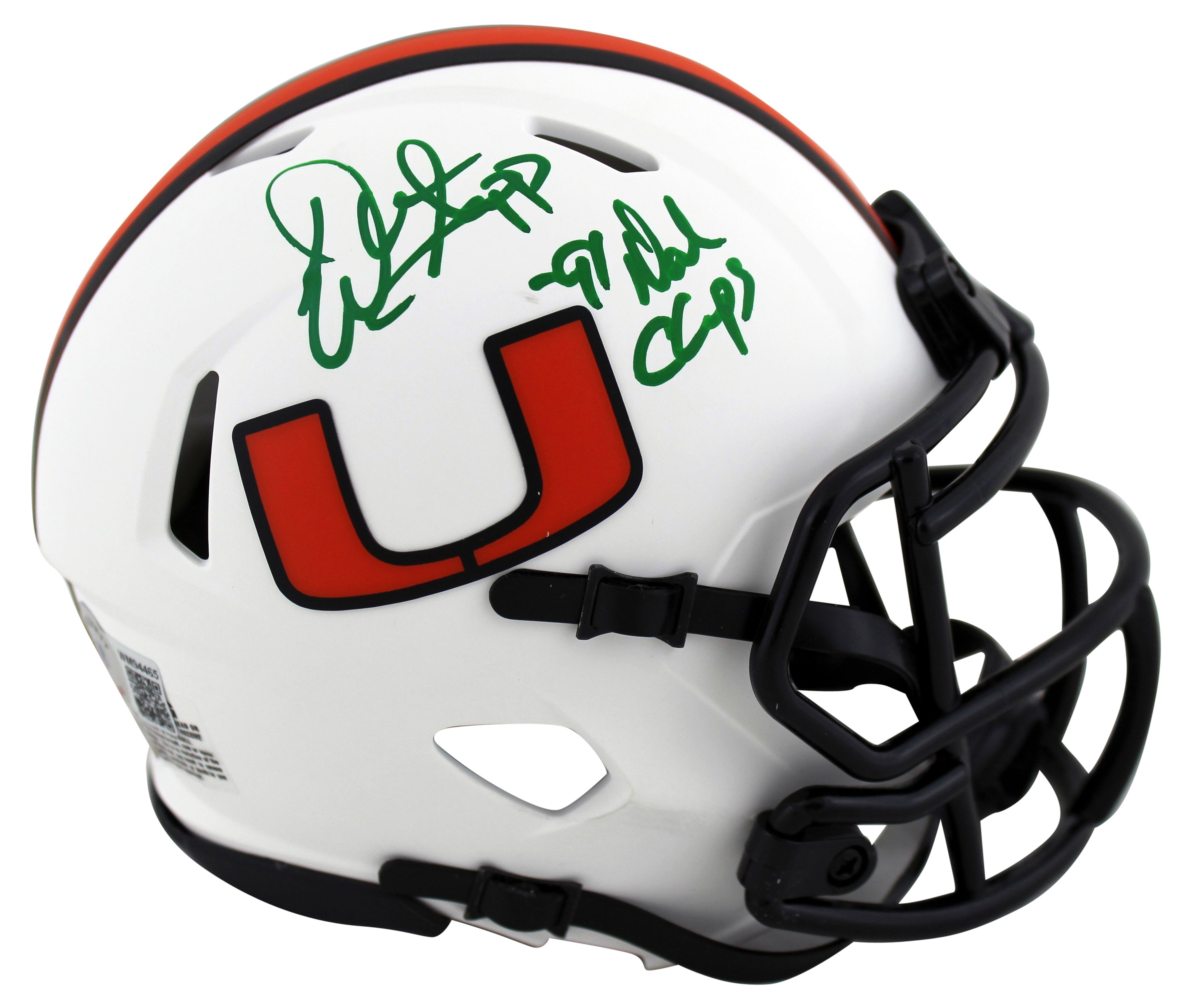Warren Sapp Signed Miami Hurricanes Lunar Eclipse Alternate Speed Mini Helmet Inscribed "91 Nal Champs" (Beckett) at PristineAuction.com Warren Sapp Signed Miami Hurricanes Lunar Eclipse Alternate Speed Mini Helmet Inscribed "91 Nal Champs" (Beckett) at PristineAuction.com