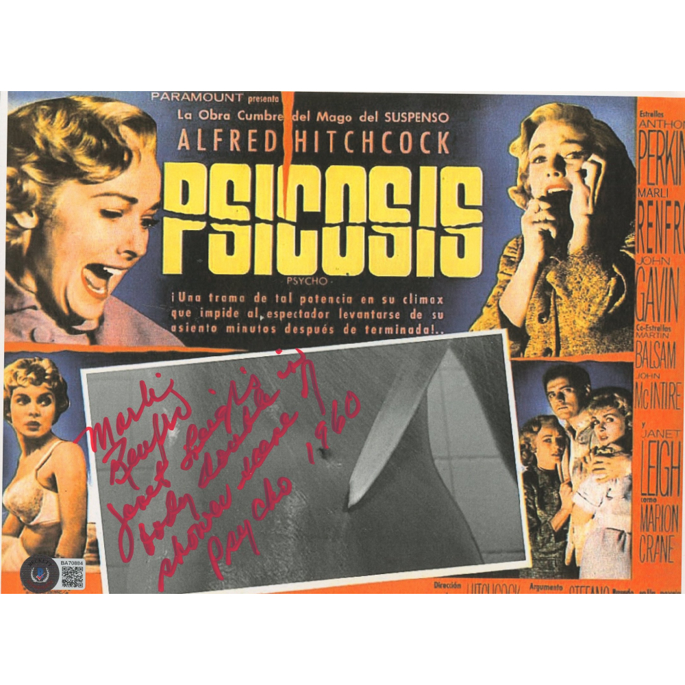 Marli Renfro Signed "Psycho" 8x10 Print Inscribed Leigh's Body