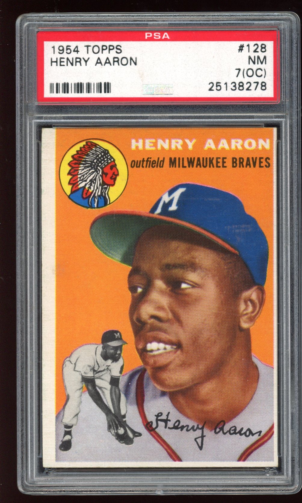 Hank Aaron 1954 Topps #128 RC (PSA 7) (OC) at PristineAuction.com Hank Aaron 1954 Topps #128 RC (PSA 7) (OC) at PristineAuction.com