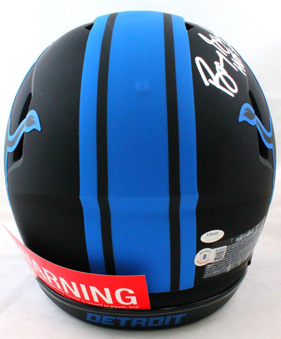 Barry Sanders Signed Lions Full Size Authentic On-Field Eclipse Alternate Speed Helmet Inscribed "HOF 04" & "97 MVP" (Beckett & Schwartz) at PristineAuction.com Barry Sanders Signed Lions Full Size Authentic On-Field Eclipse Alternate Speed Helmet Inscribed "HOF 04" & "97 MVP" (Beckett & Schwartz) at PristineAuction.com