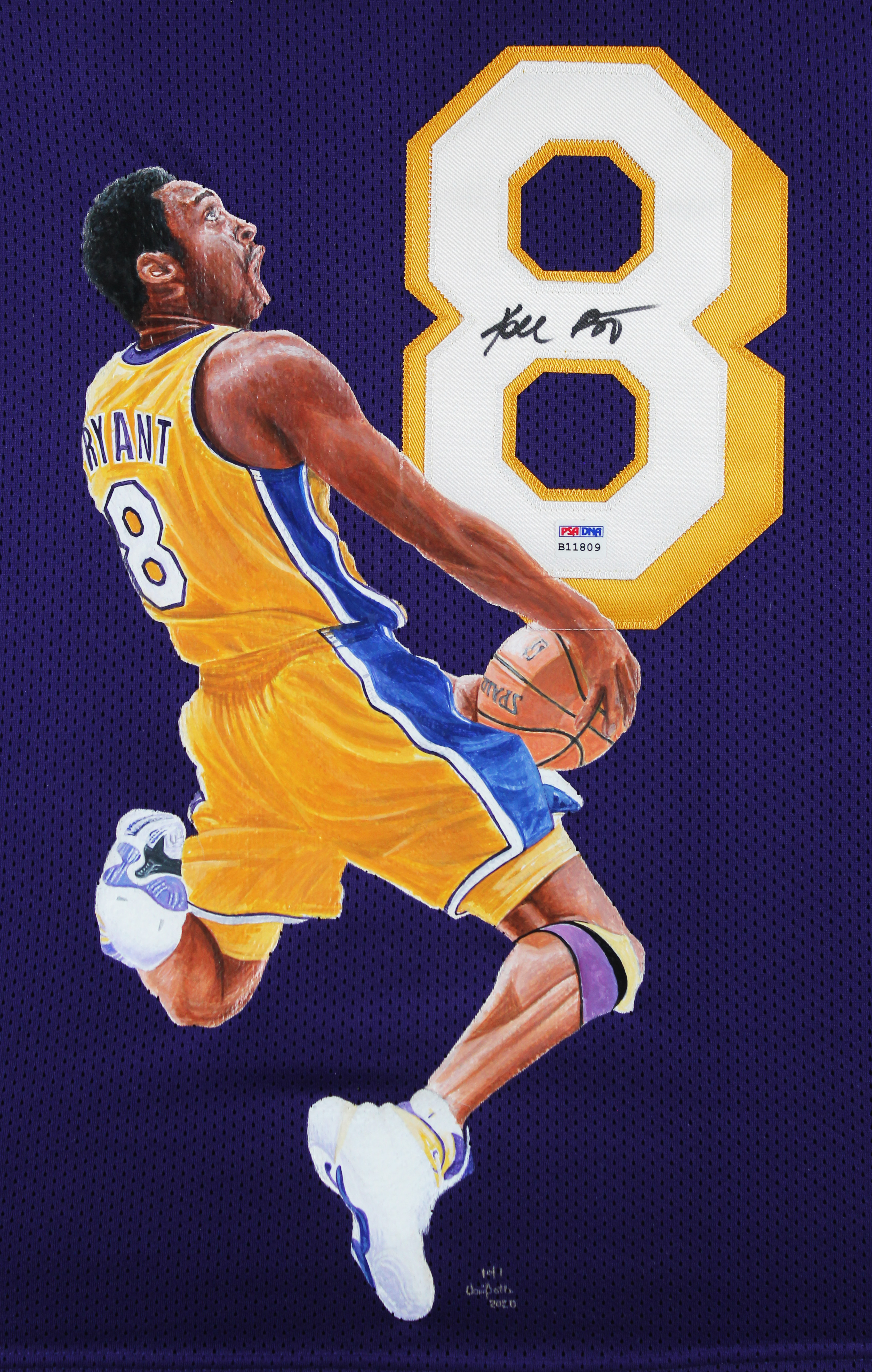 Kobe Bryant Signed 37x45 Custom Framed Jersey Display with Custom Printed Photo (PSA COA) at PristineAuction.com Kobe Bryant Signed 37x45 Custom Framed Jersey Display with Custom Printed Photo (PSA COA) at PristineAuction.com