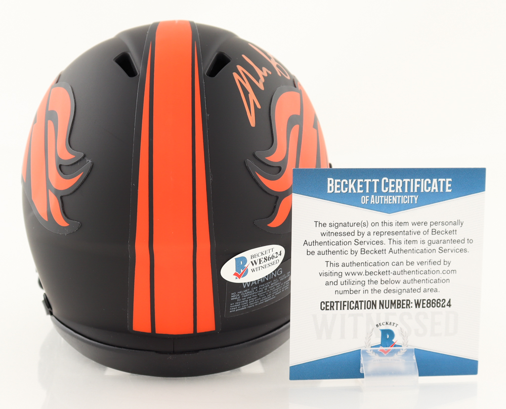 Noah Fant Signed Broncos Eclipse Alternate Speed Mini Helmet (Beckett COA) at PristineAuction.com Noah Fant Signed Broncos Eclipse Alternate Speed Mini Helmet (Beckett COA) at PristineAuction.com