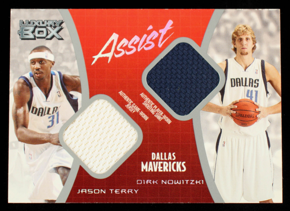Jason Terry / Dirk Nowitzki 2004-05 Topps Luxury Box Assist Dual Relics #ASTN #73/350