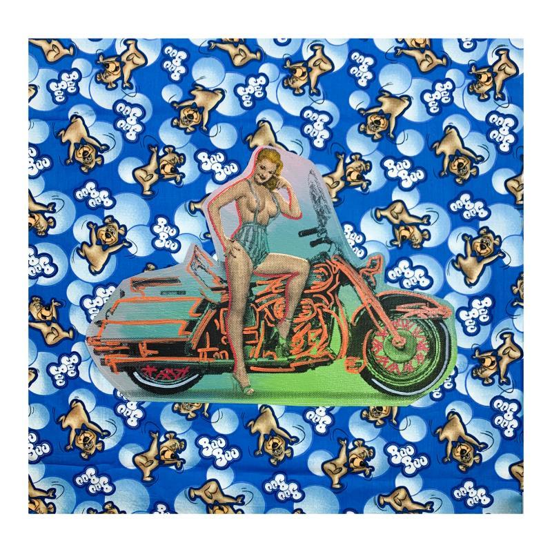 Steve Kaufman Signed "Biker Gal" Limited Edition 21x21 Hand Pulled Silkscreen Mixed Media on Canvas at PristineAuction.com Steve Kaufman Signed "Biker Gal" Limited Edition 21x21 Hand Pulled Silkscreen Mixed Media on Canvas at PristineAuction.com