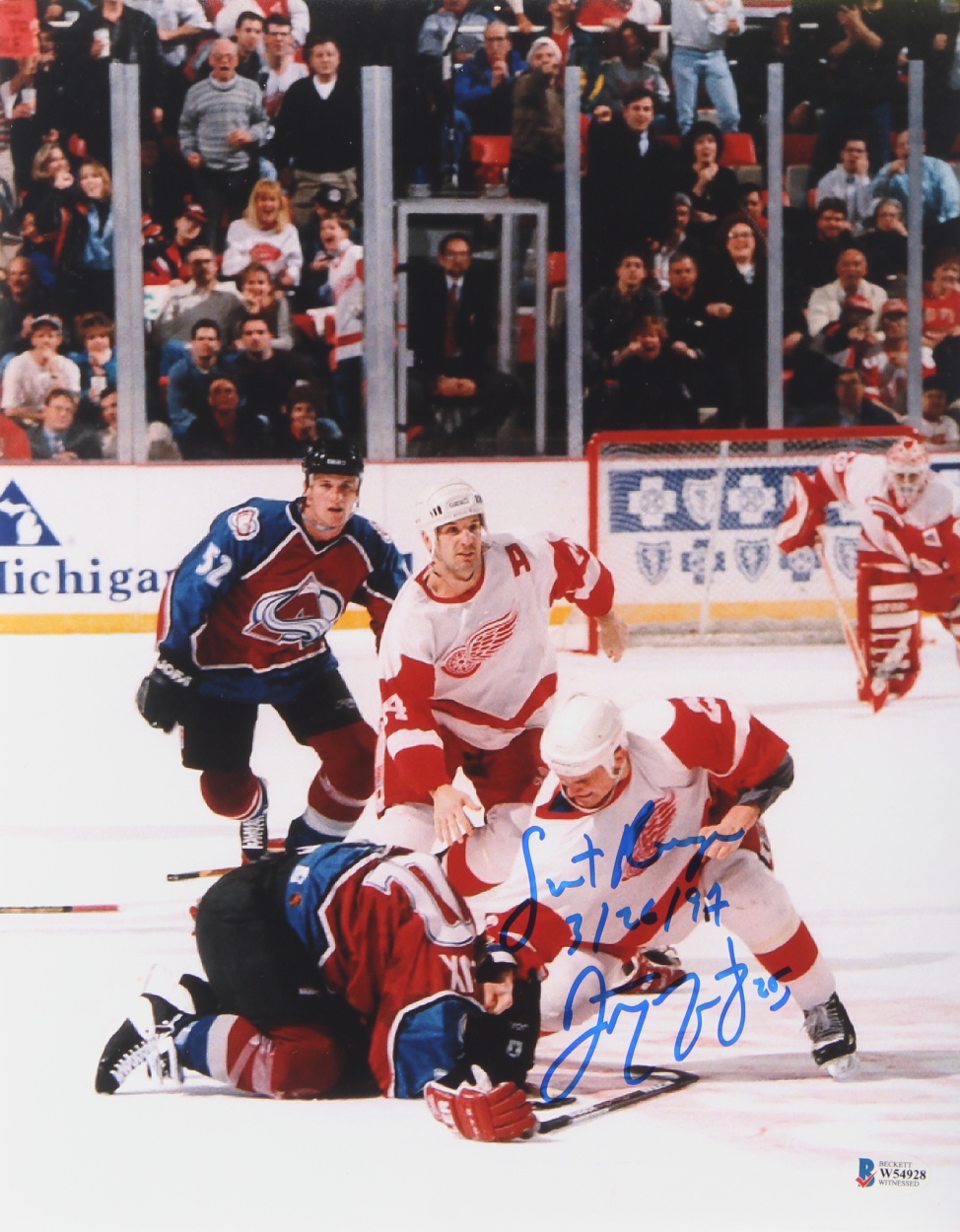 Darren McCarty Signed Red Wings 11x14 Photo Inscribed "Sweet Revenge" & "3/26/97" (Beckett) at PristineAuction.com Darren McCarty Signed Red Wings 11x14 Photo Inscribed "Sweet Revenge" & "3/26/97" (Beckett) at PristineAuction.com