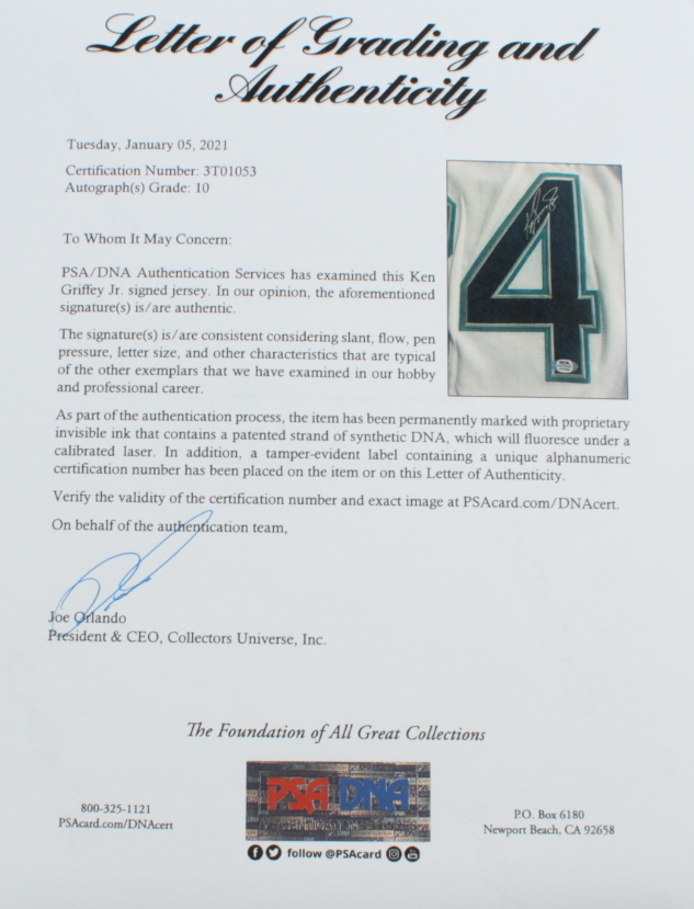 Ken Griffey Jr. Signed Mariners Jersey (PSA LOA) at PristineAuction.com Ken Griffey Jr. Signed Mariners Jersey (PSA LOA) at PristineAuction.com
