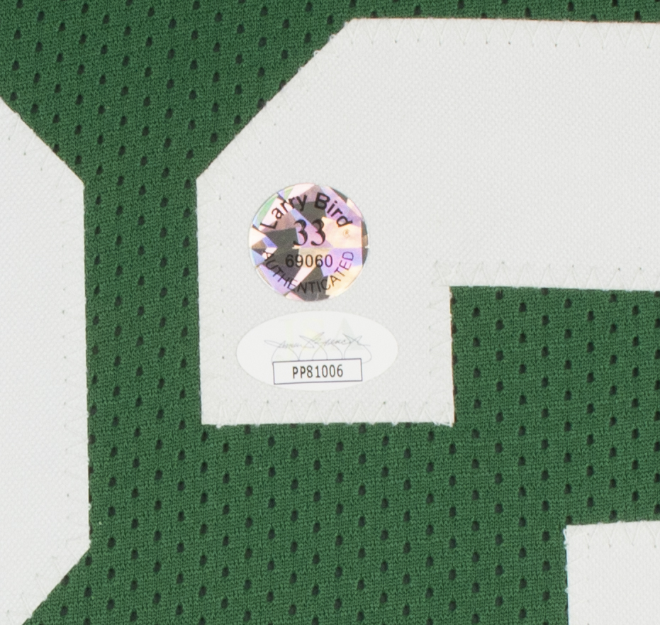 Larry Bird Signed 32x36 Custom Framed Jersey Display (JSA COA & Bird Hologram) at PristineAuction.com Larry Bird Signed 32x36 Custom Framed Jersey Display (JSA COA & Bird Hologram) at PristineAuction.com