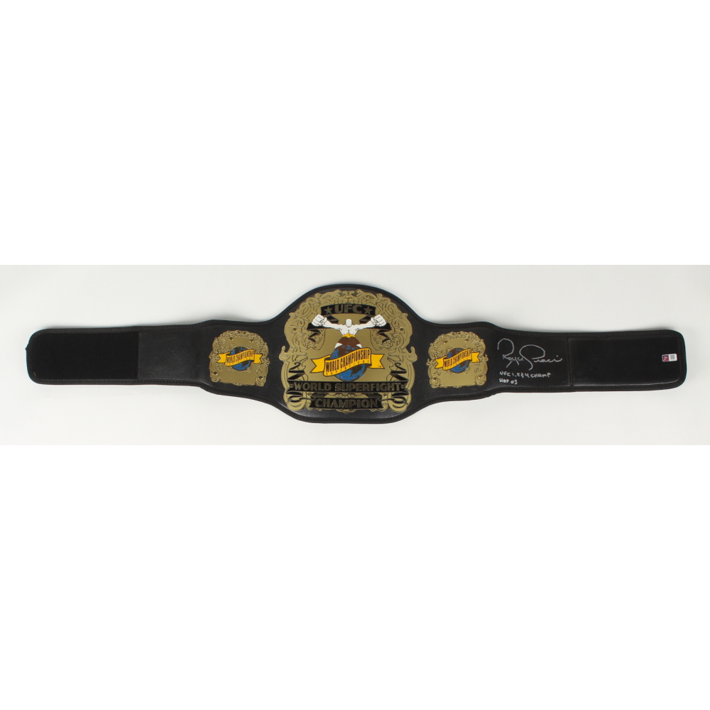 Royce Gracie Signed FullSize UFC 1 Championship Belt Inscribed "UFC 1