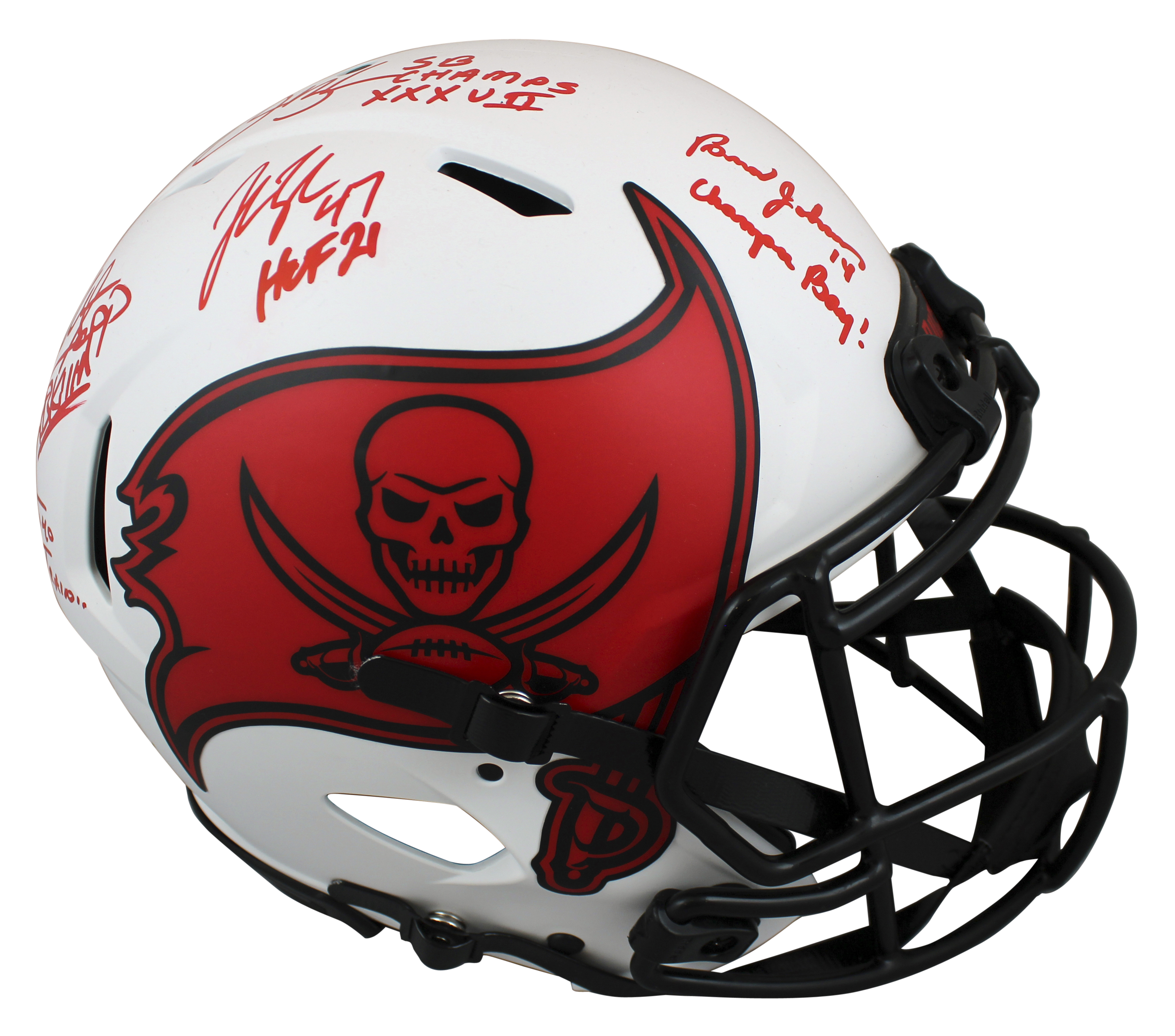 Buccaneers Full-Size Authentic On-Field Lunar Eclipse Alternate Speed Helmet Team-Signed by (4) With Warren Sapp, Mike Alstott, Derrick Brooks & John Lynch With Multiple Inscriptions (Beckett) at PristineAuction.com Buccaneers Full-Size Authentic On-Field Lunar Eclipse Alternate Speed Helmet Team-Signed by (4) With Warren Sapp, Mike Alstott, Derrick Brooks & John Lynch With Multiple Inscriptions (Beckett) at PristineAuction.com