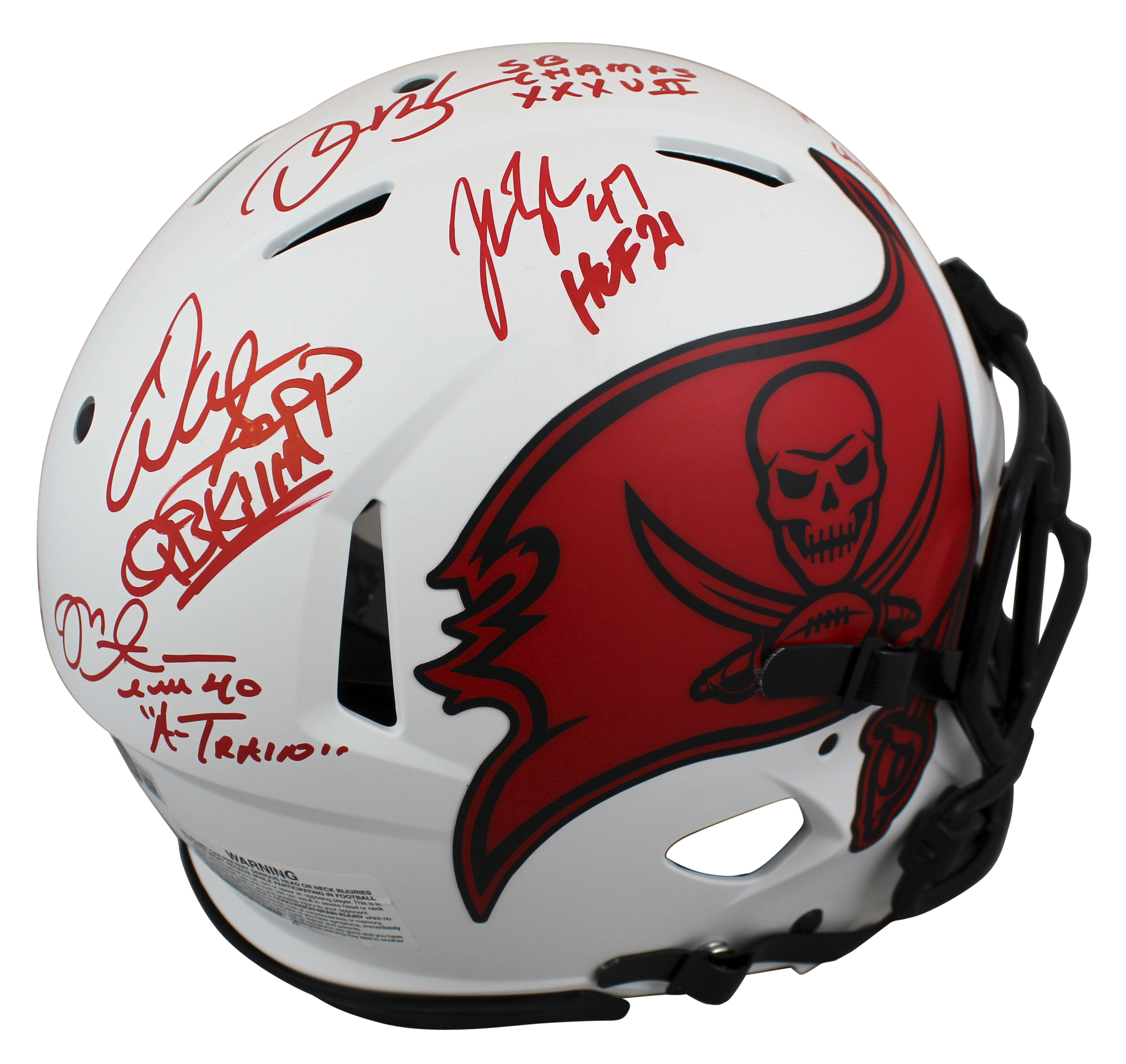 Buccaneers Full-Size Authentic On-Field Lunar Eclipse Alternate Speed Helmet Team-Signed by (4) With Warren Sapp, Mike Alstott, Derrick Brooks & John Lynch With Multiple Inscriptions (Beckett) at PristineAuction.com Buccaneers Full-Size Authentic On-Field Lunar Eclipse Alternate Speed Helmet Team-Signed by (4) With Warren Sapp, Mike Alstott, Derrick Brooks & John Lynch With Multiple Inscriptions (Beckett) at PristineAuction.com