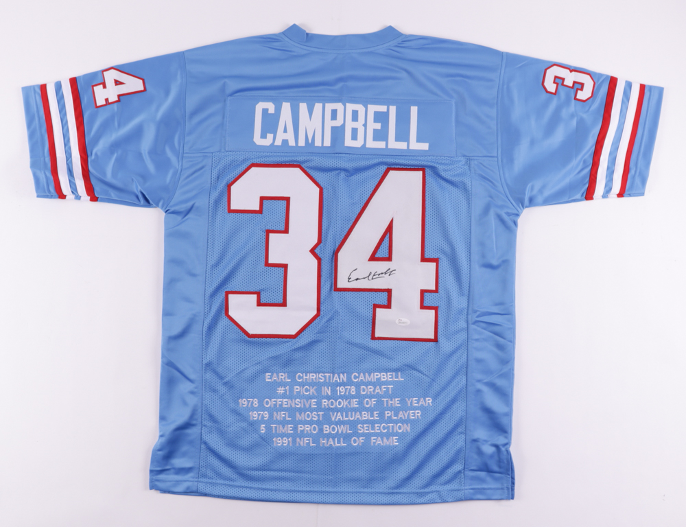 Earl Campbell Signed Career Highlight Stat Jersey (JSA) at PristineAuction.com Earl Campbell Signed Career Highlight Stat Jersey (JSA) at PristineAuction.com