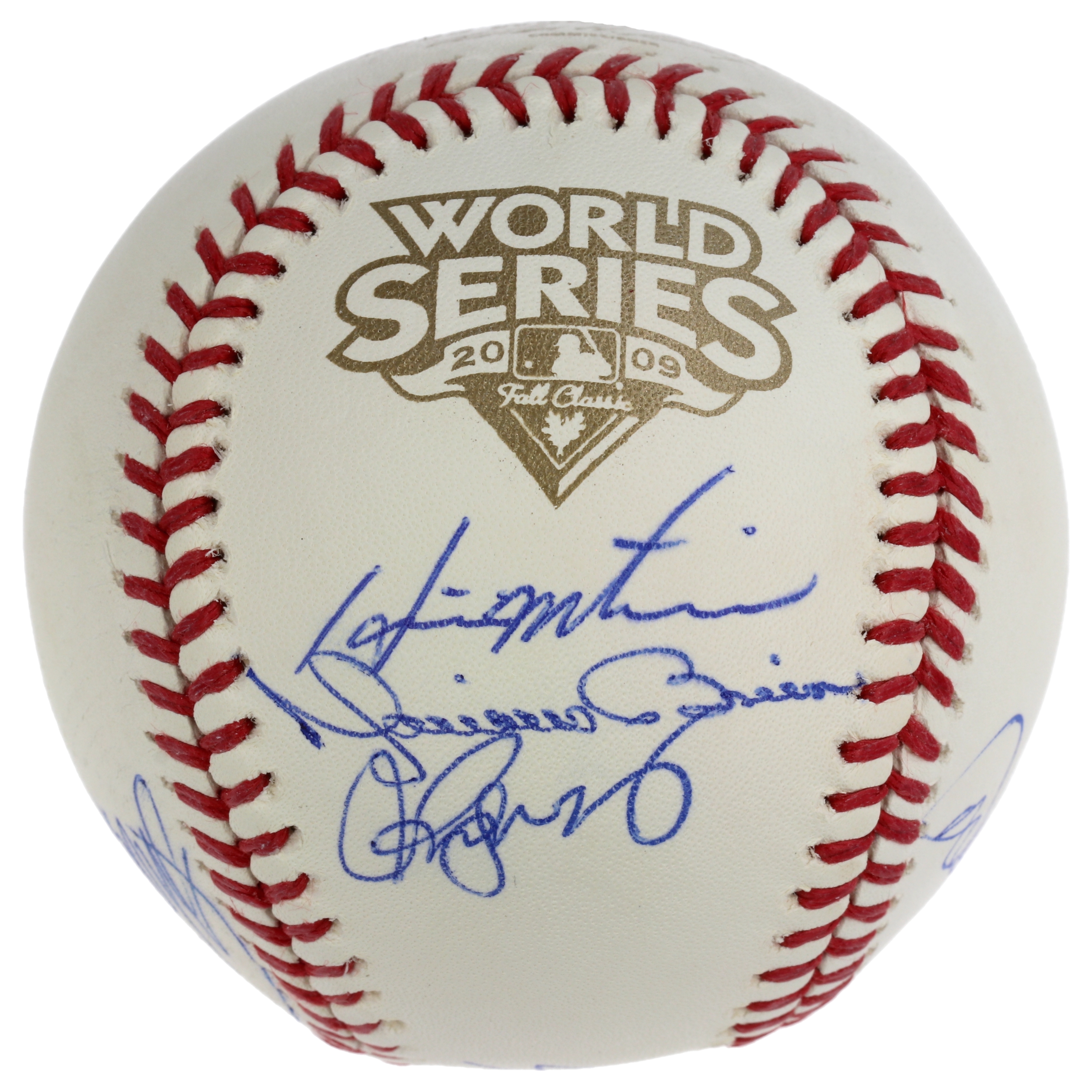 2009 World Series Logo Baseball Team-Signed by (10) with Derek Jeter, Mariano Rivera, Andy Pettitte, Jorge Posada (Steiner & MLB) at PristineAuction.com 2009 World Series Logo Baseball Team-Signed by (10) with Derek Jeter, Mariano Rivera, Andy Pettitte, Jorge Posada (Steiner & MLB) at PristineAuction.com