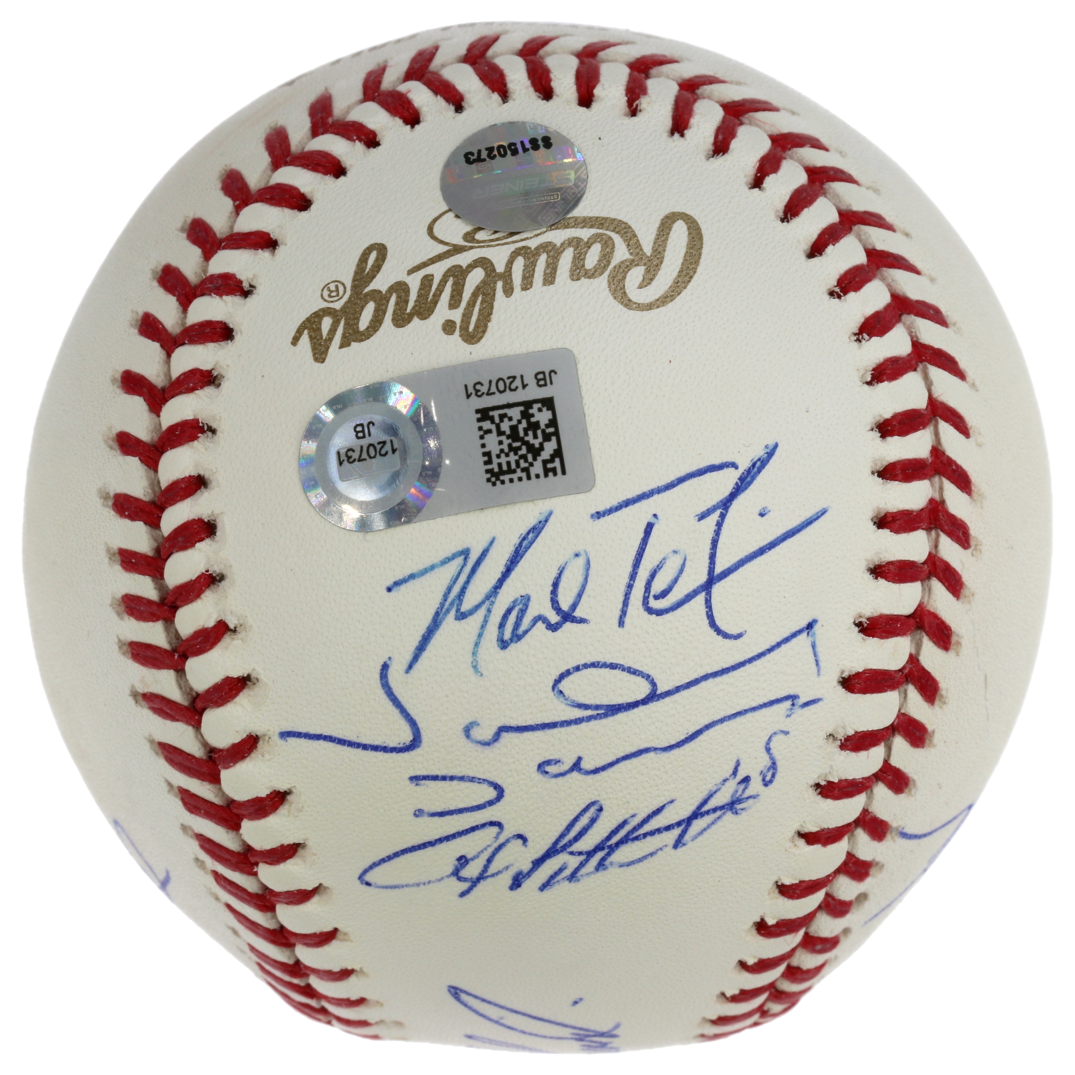 2009 World Series Logo Baseball Team-Signed by (10) with Derek Jeter, Mariano Rivera, Andy Pettitte, Jorge Posada (Steiner & MLB) at PristineAuction.com 2009 World Series Logo Baseball Team-Signed by (10) with Derek Jeter, Mariano Rivera, Andy Pettitte, Jorge Posada (Steiner & MLB) at PristineAuction.com