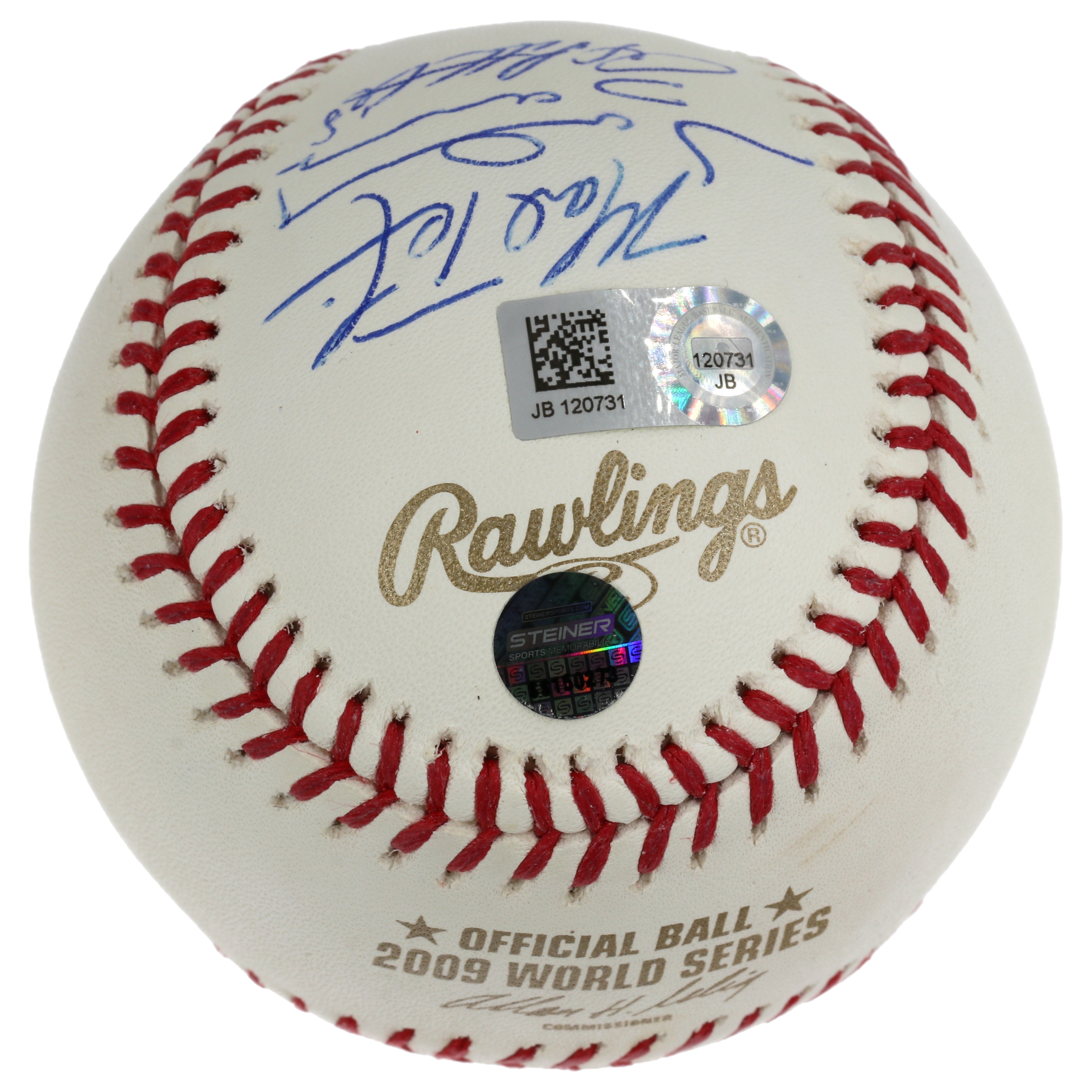 2009 World Series Logo Baseball Team-Signed by (10) with Derek Jeter, Mariano Rivera, Andy Pettitte, Jorge Posada (Steiner & MLB) at PristineAuction.com 2009 World Series Logo Baseball Team-Signed by (10) with Derek Jeter, Mariano Rivera, Andy Pettitte, Jorge Posada (Steiner & MLB) at PristineAuction.com